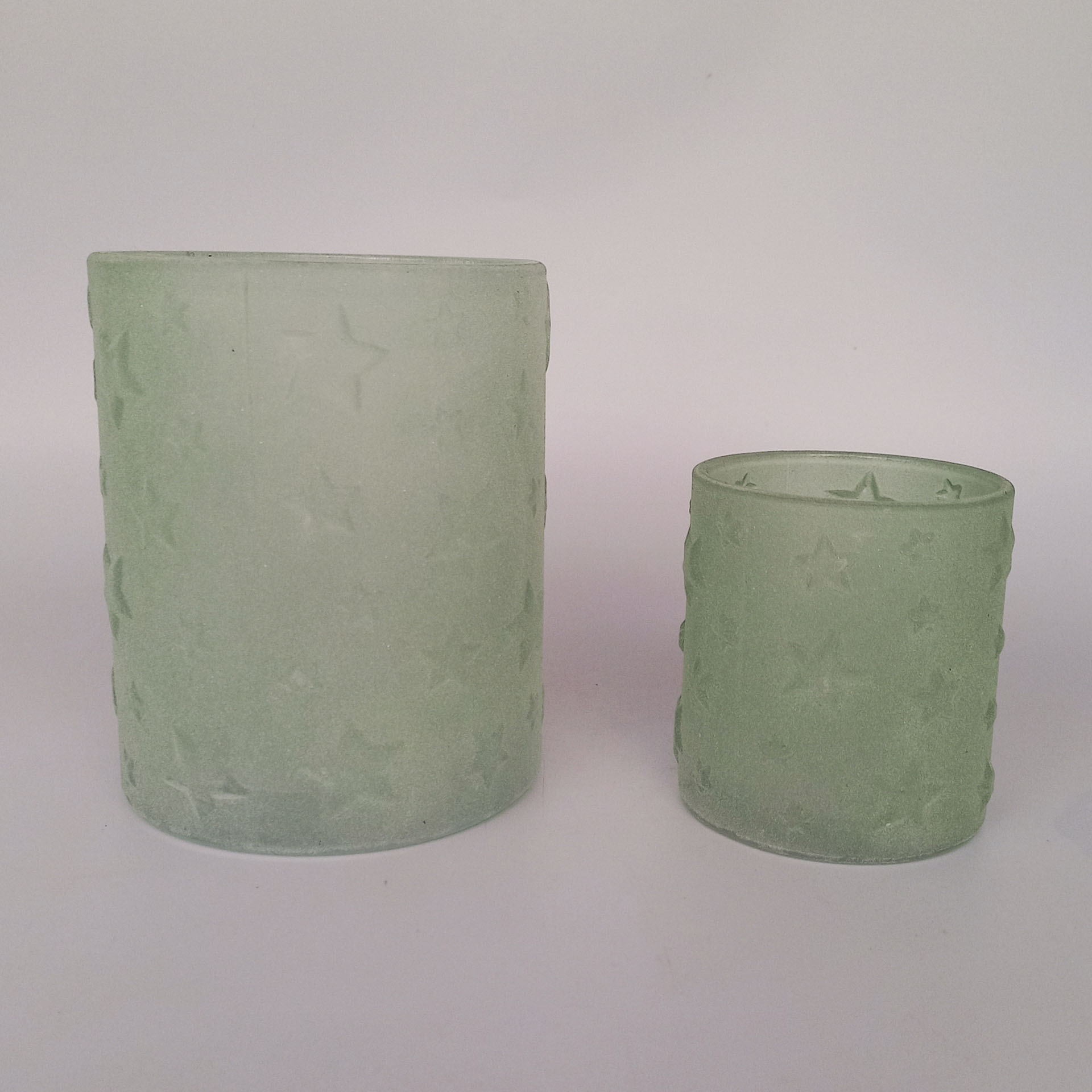 Glas Windlicht Stern Dekor Sand Effekt Glas Windlicht Stern Dekor Sand Effekt