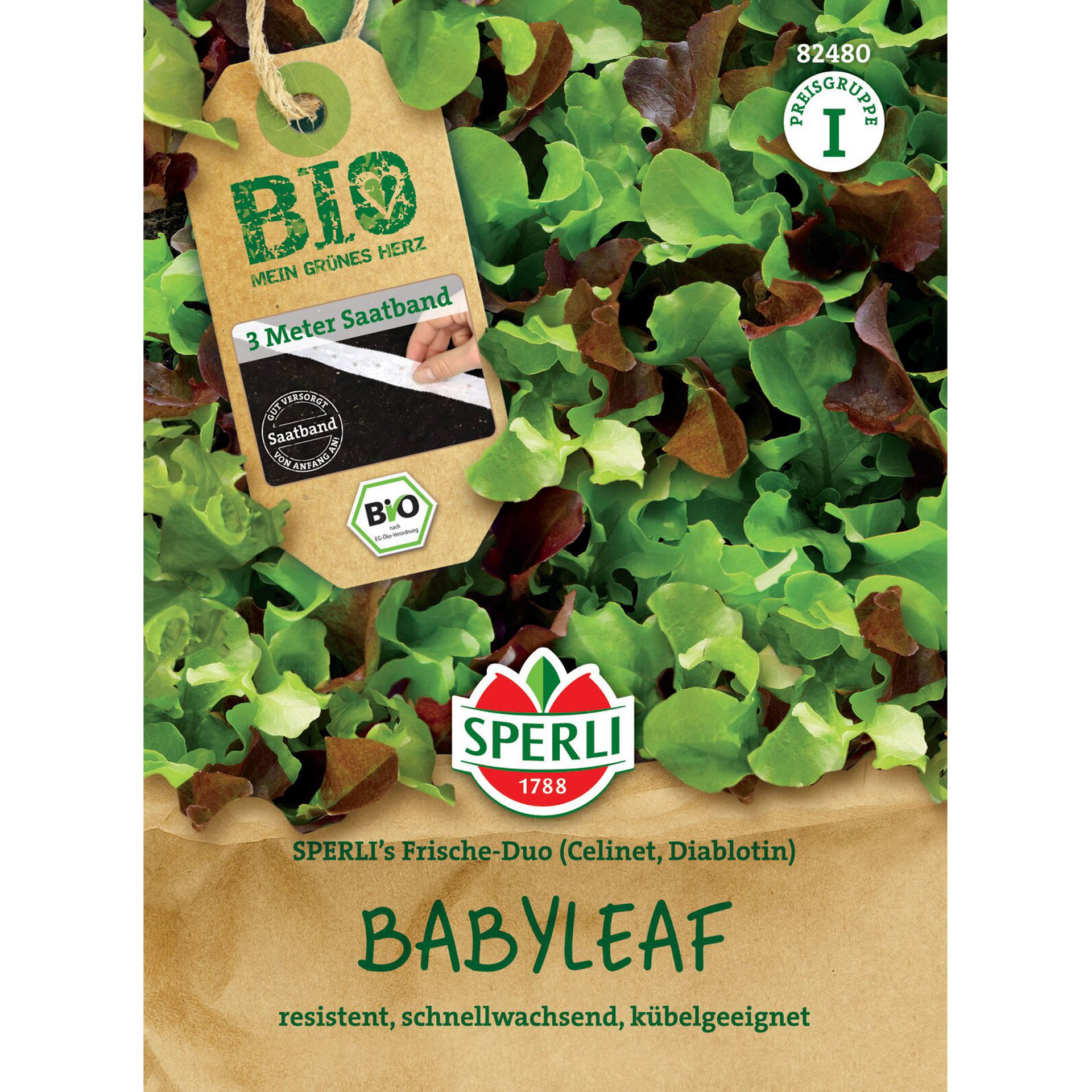 BIO Pflücksalat Babyleaf Frische Duo, Saatband Gemüsesamen Essen, Produzieren, Pflanze