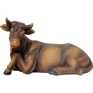 Liegender Ochse aus braunem Polystone