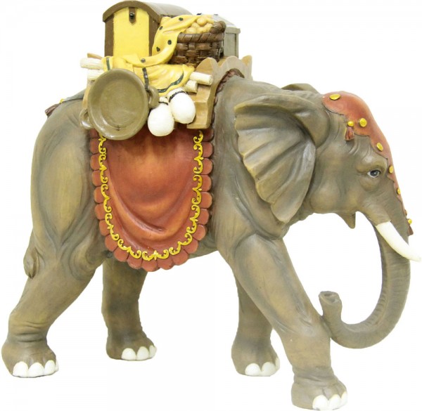 k005-15 Krippenfigur Elefant mit Gepäck Krippenfiguren Krippentiere 15cm Polysto 