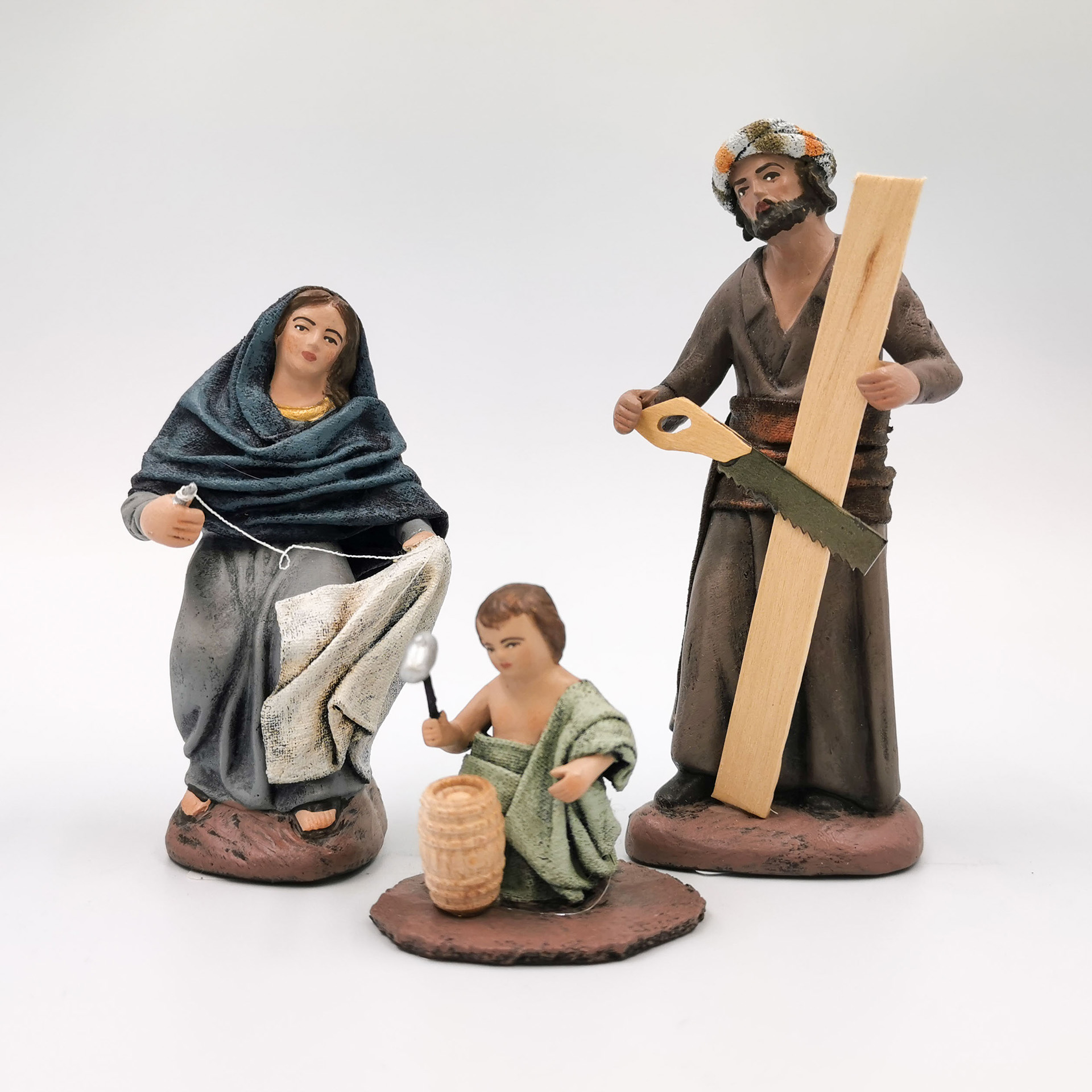 Hl. Familie mit Jesus als Kleinkind Krippenfigur Ton