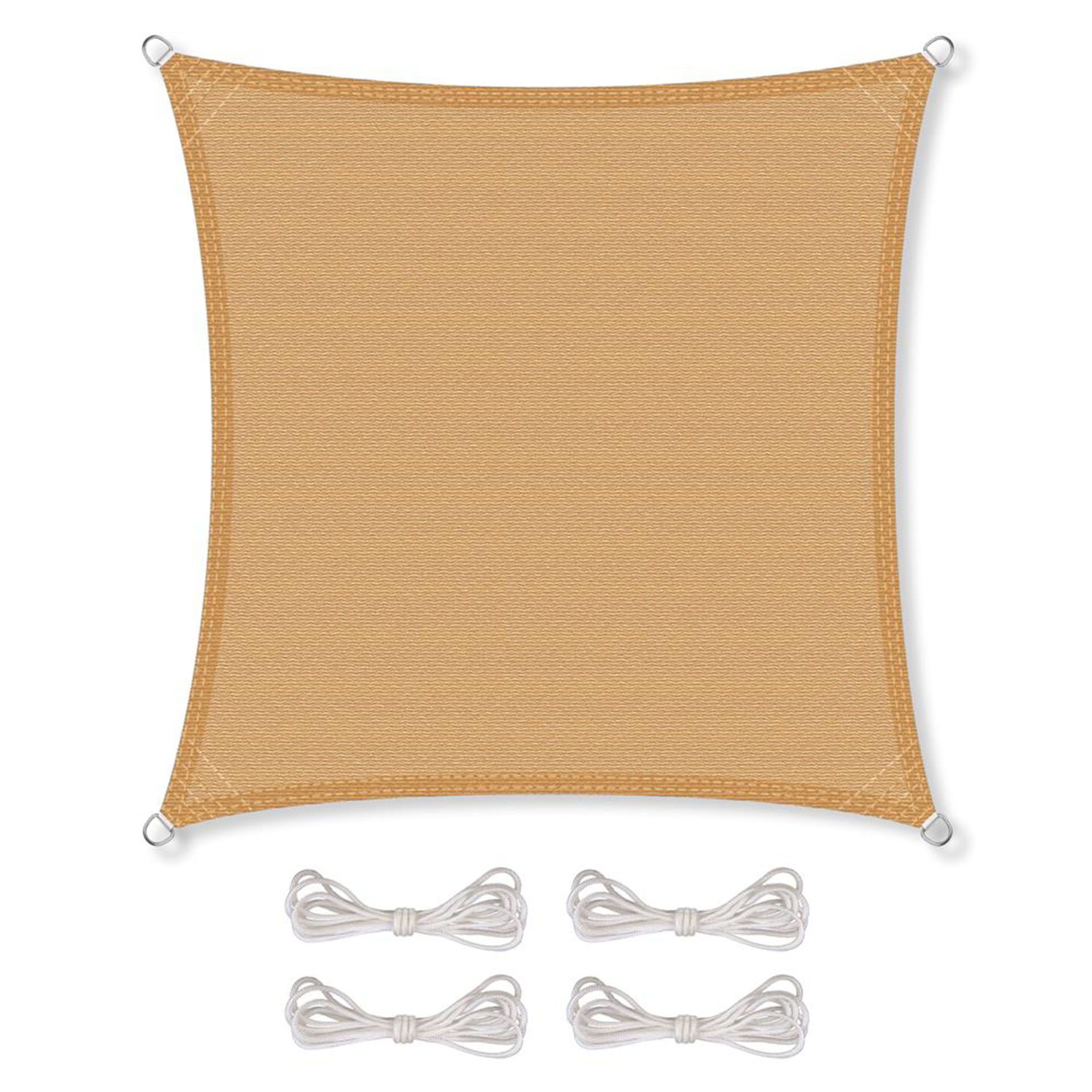 gespanntes Quadrat Sonnensegel in sandbeige, Sonnenschutz