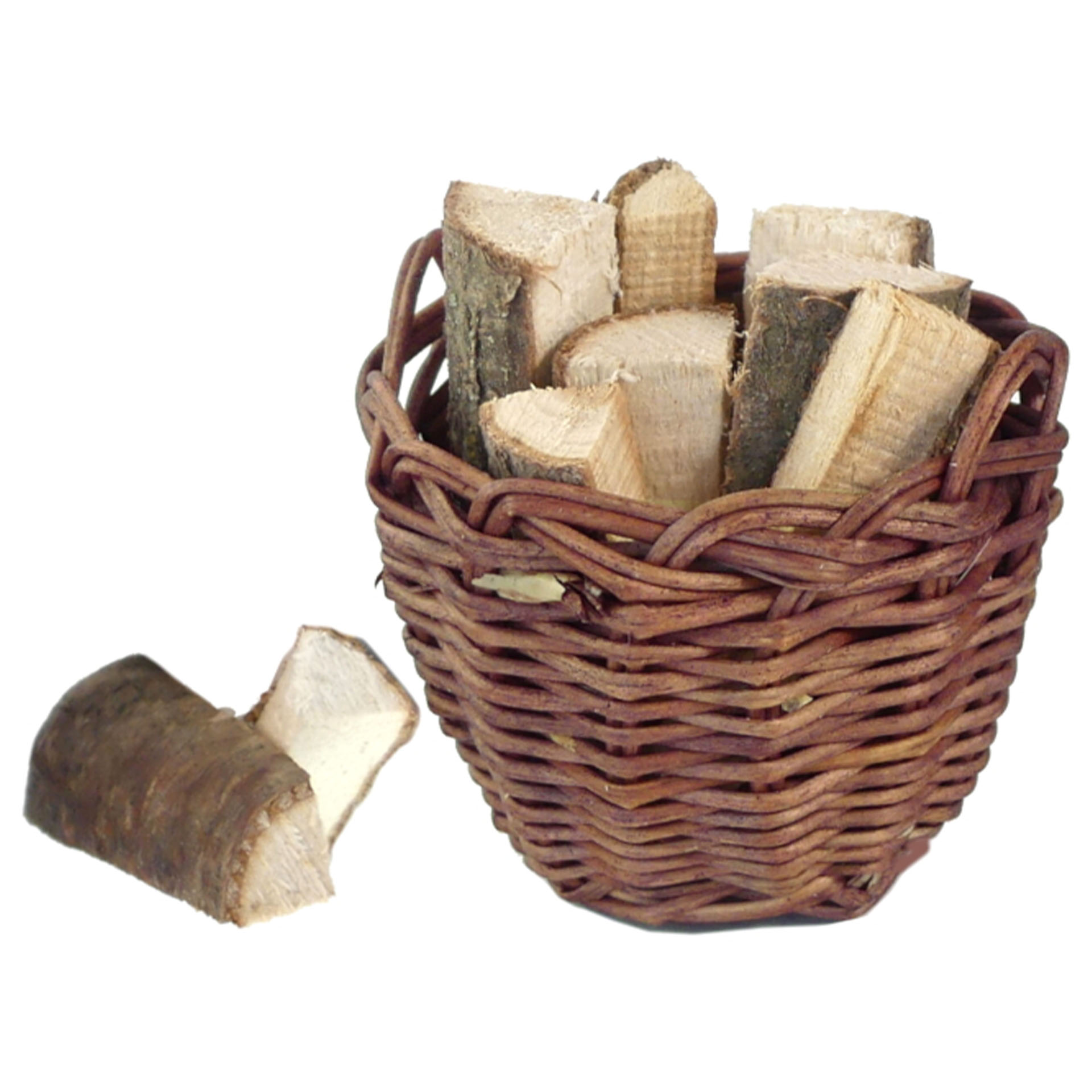 Korb mit Holz, Höhe 3cm Korb