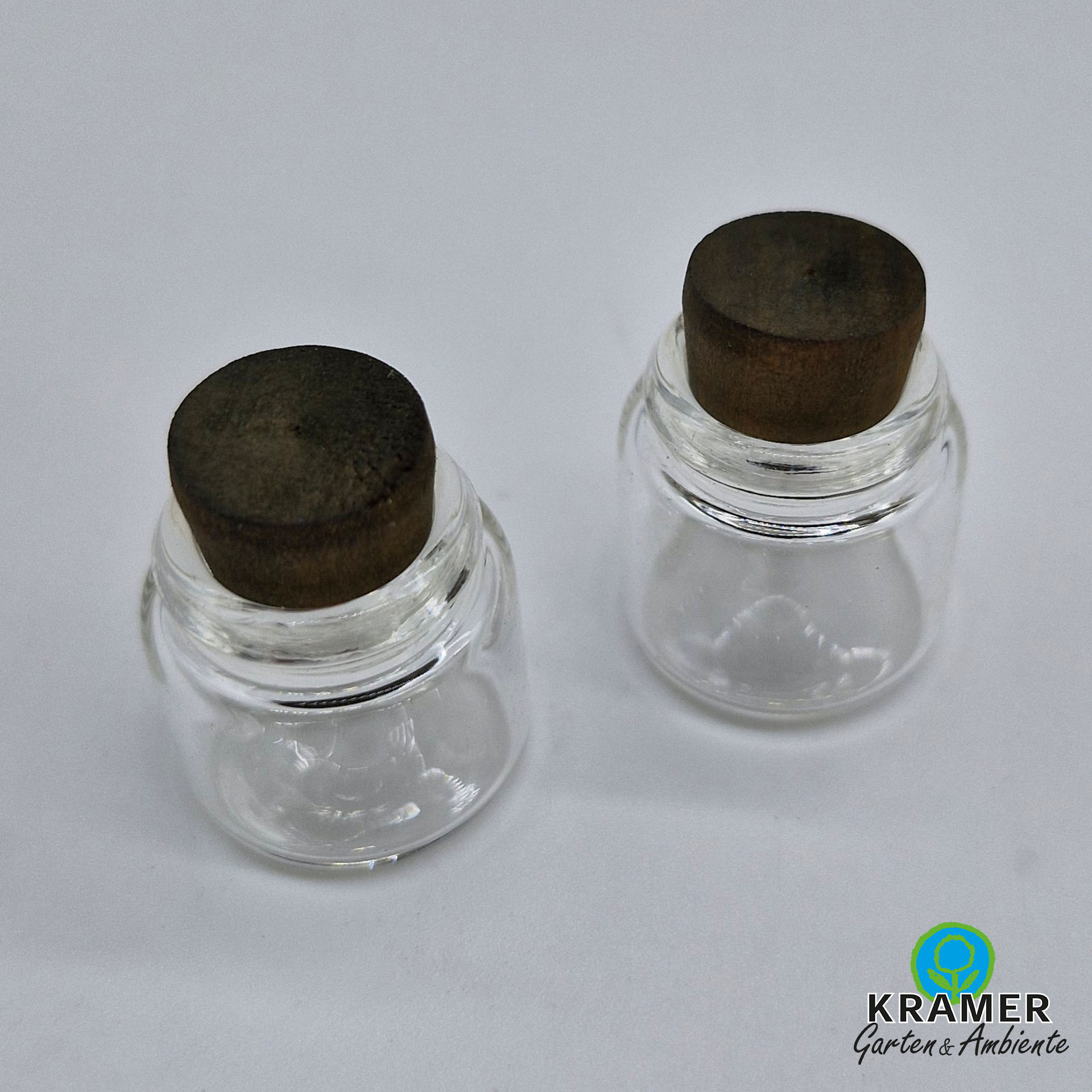Gläser groß mit Korken, 2 Stk. Höhe 2,1cm