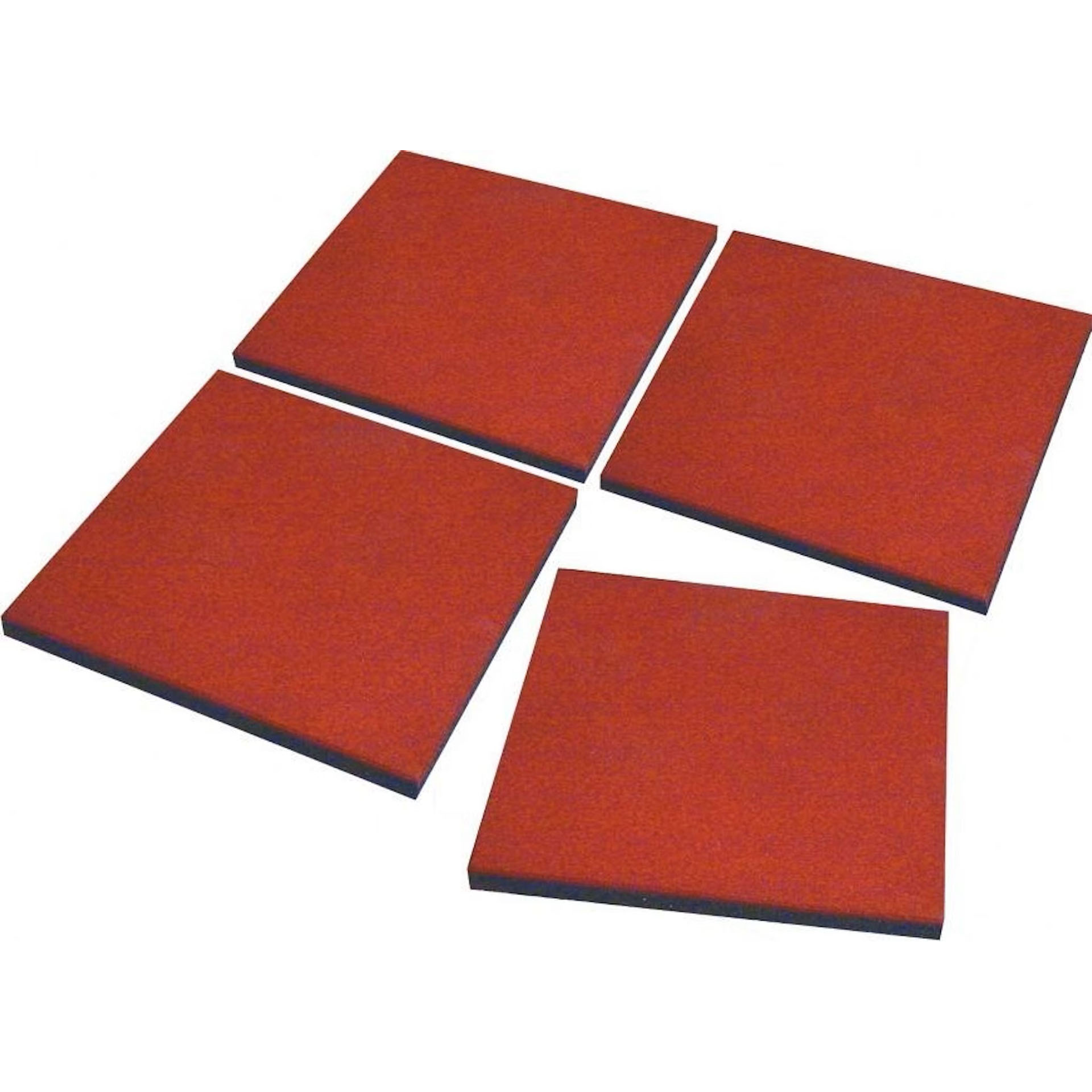 4 rotbraune Platten als Muster verlegt