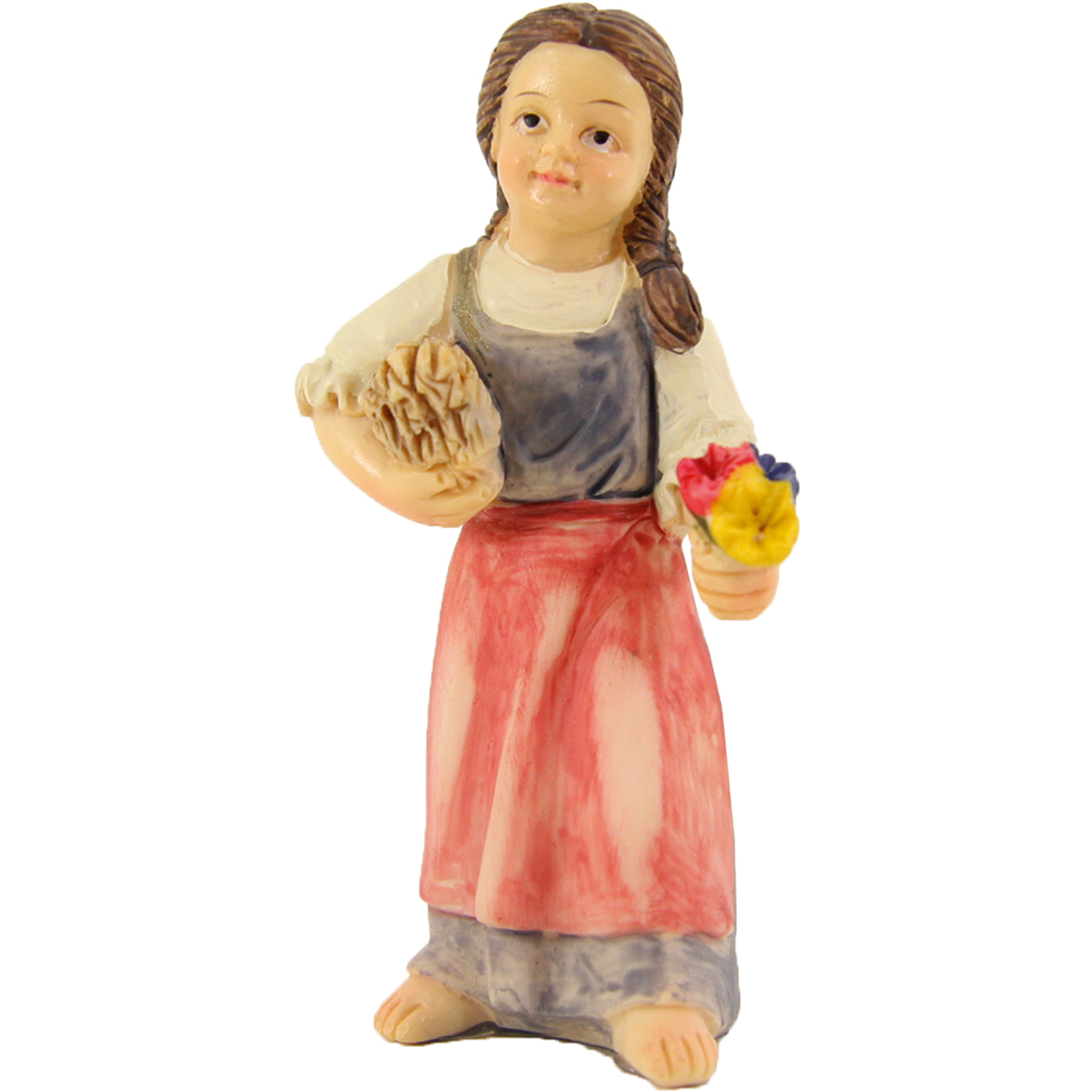 Krippenfigur Mädchen mit Blumen