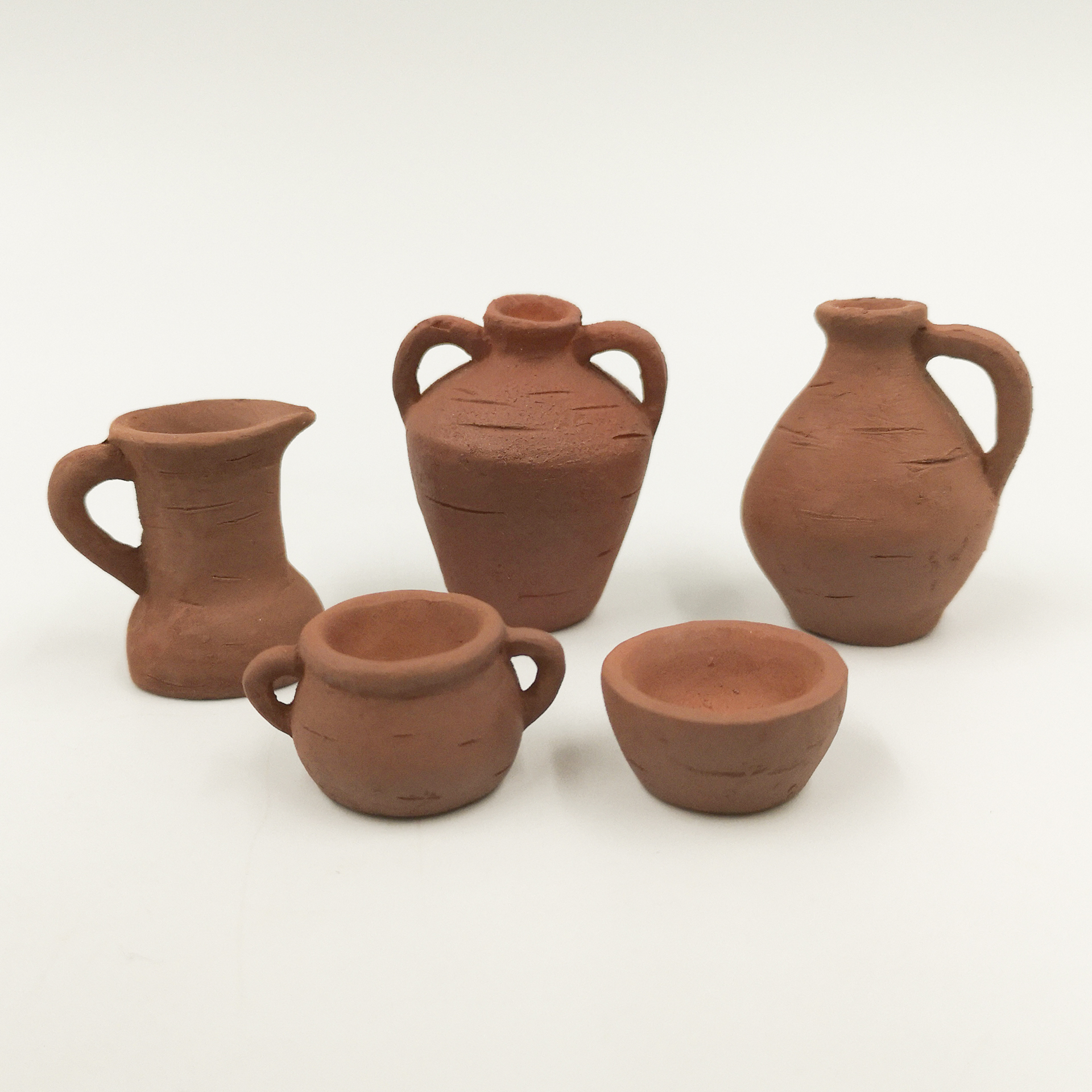 Geschirr Set 5-tlg terracotta fverschiedene Krüge und Schalen aus Terracotta gebrannt