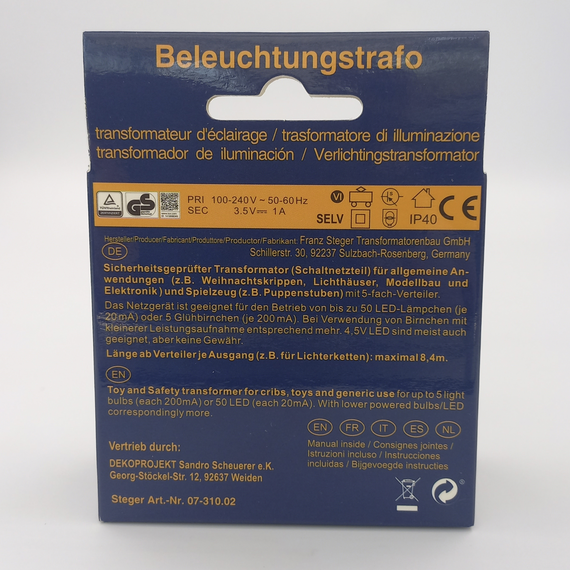 Beleuchtungstrafo LED-fähig, 5-fach