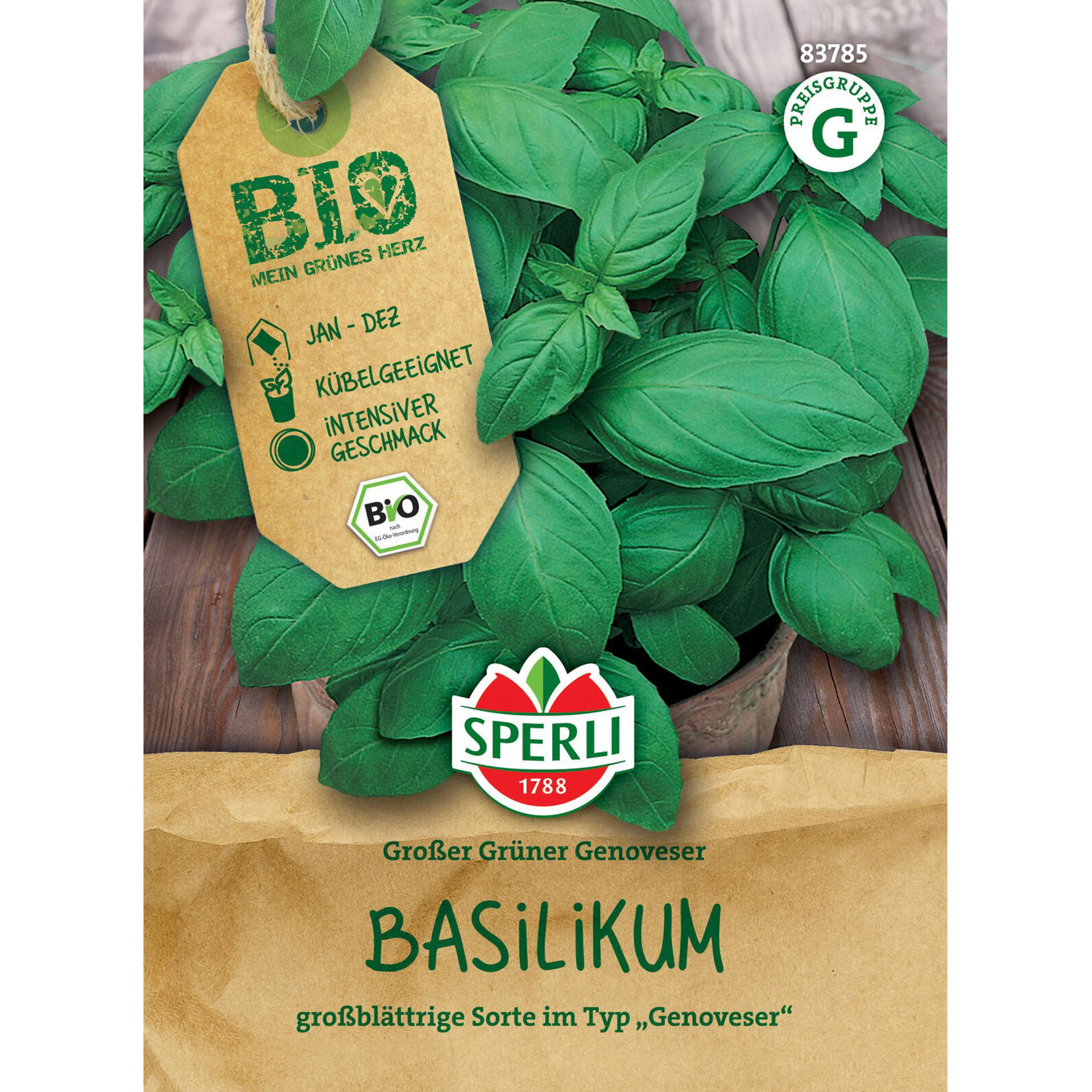 BIO Basilikum 'Großer Grüner Genoveser', Kräutersamen Kräuter, Pflanze, Kräuterig