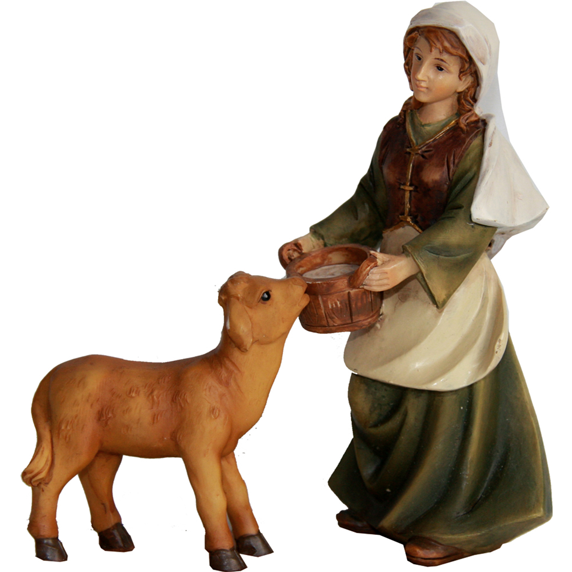 Bäuerin mit Kalb Zusatzfigur Krippe Bäuerin mit Kalb Zusatzfigur Krippe