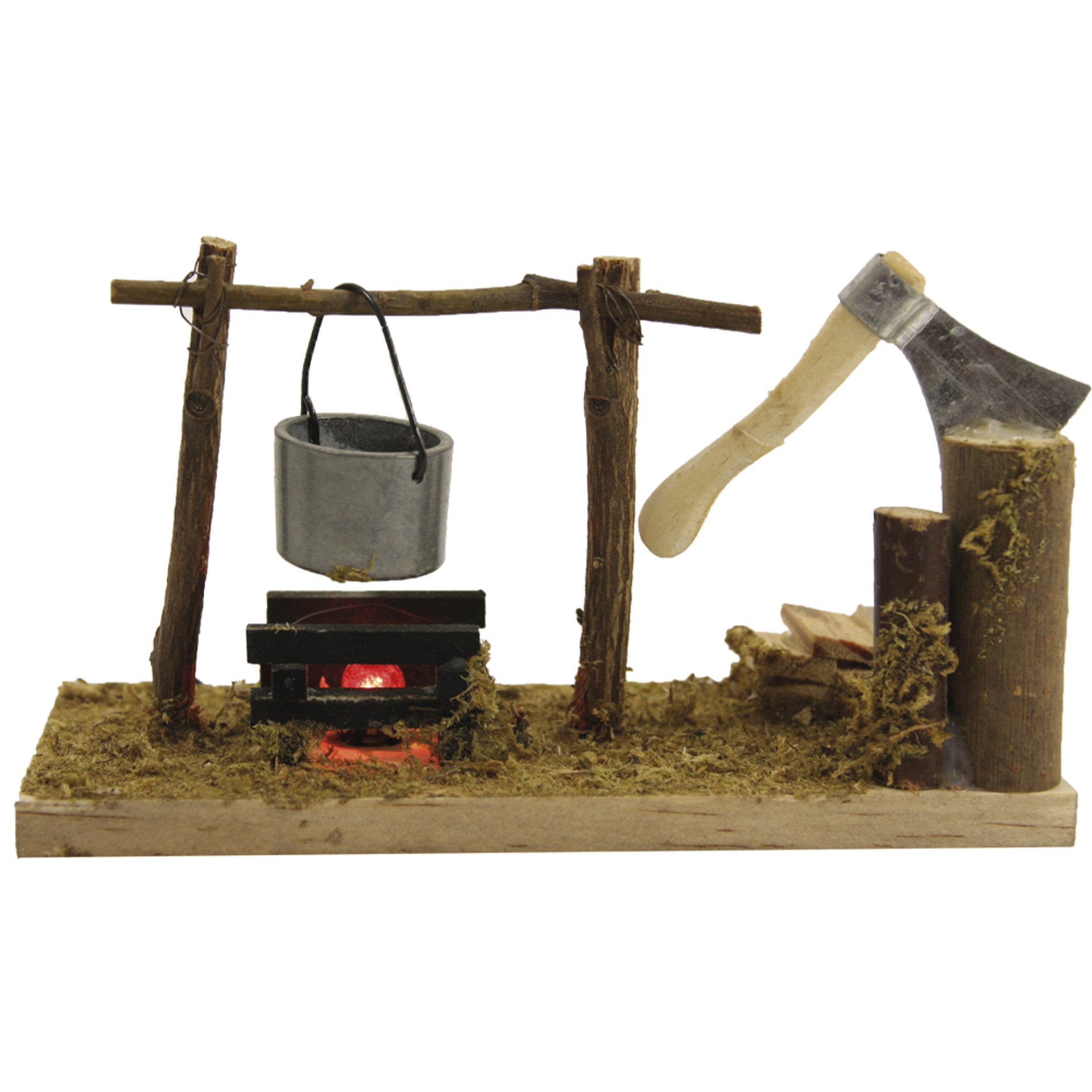 Lagerfeuer mit Hauklotz Lagerfeuer mit Hauklotz Krippenzubehör für Ihre Krippenlandschaft