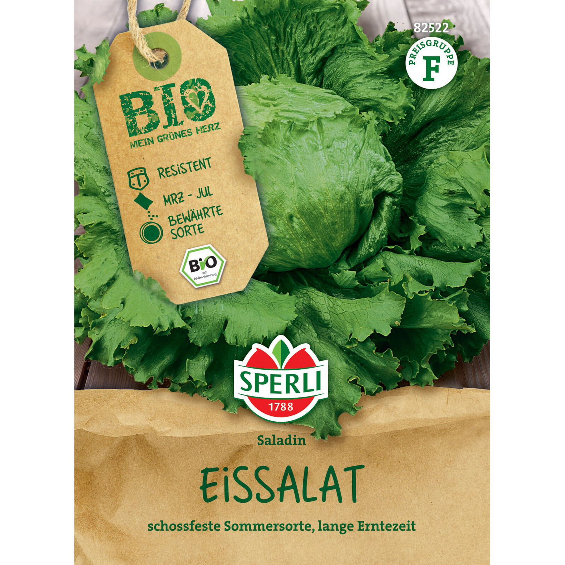 BIO Eissalat 'Saladin', Gemüsesamen Essen, Produzieren, Kopfsalat, Pflanze, Gemüse