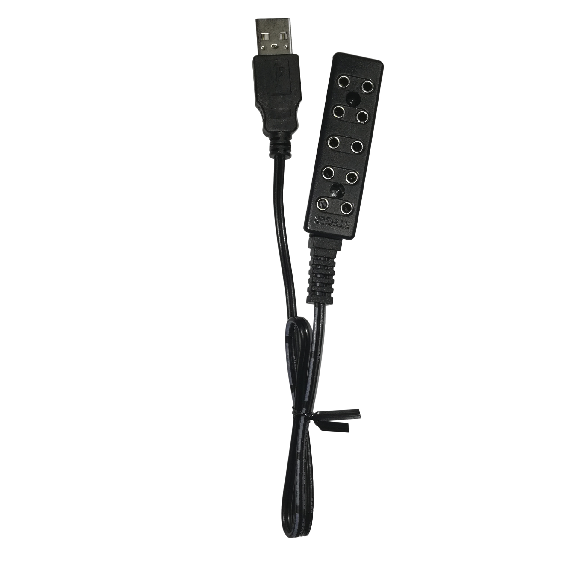 schwarzer USB-Verteiler mit Kabel