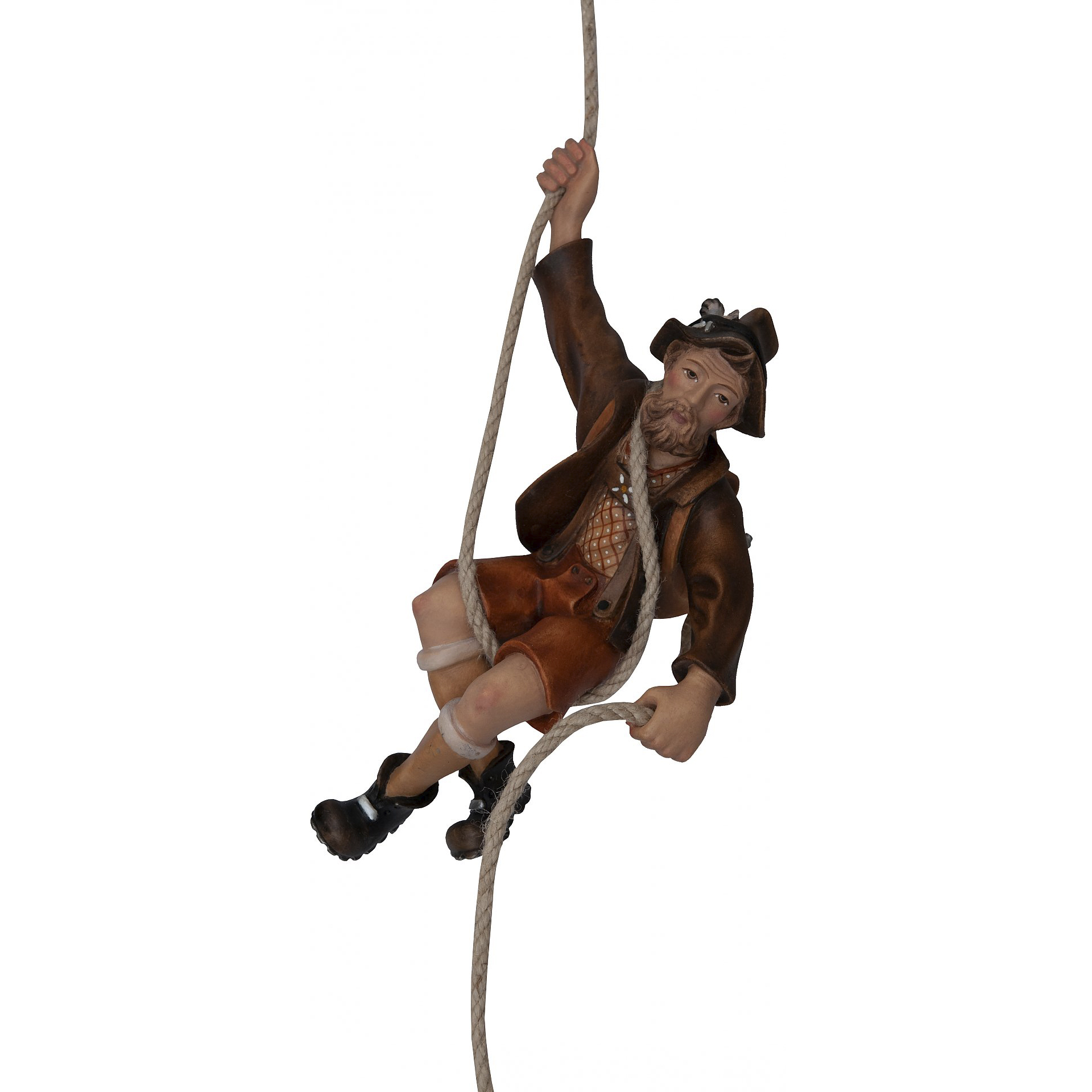 Abseiler Bethlehem Krippe Figur aus Bethlehem Krippe, die sich abseilt