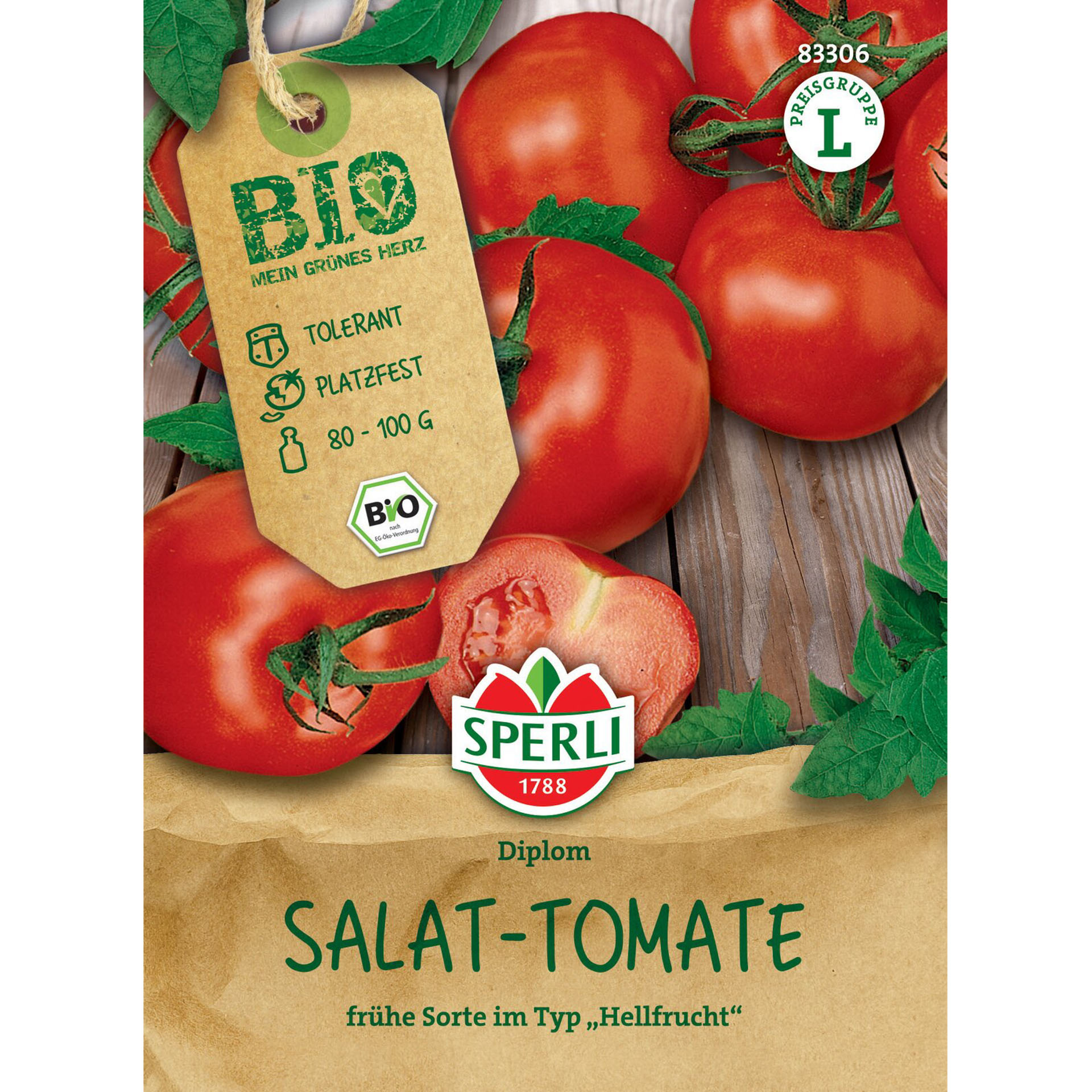BIO Salat-Tomate 'Diplom' F1, Gemüsesamen Essen, Pflanze, Produzieren, Tomate, Gemüse