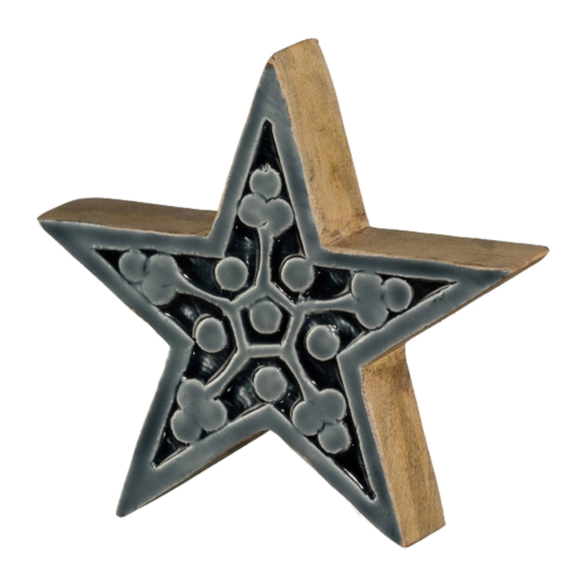 Holzstern carving mit Enamel, blau Holzstern carving mit Enamel, blau