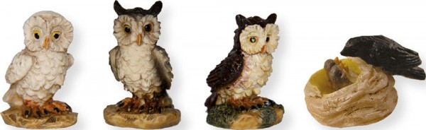 Eulen und Schwalbennest 4tlg. 2,8cm