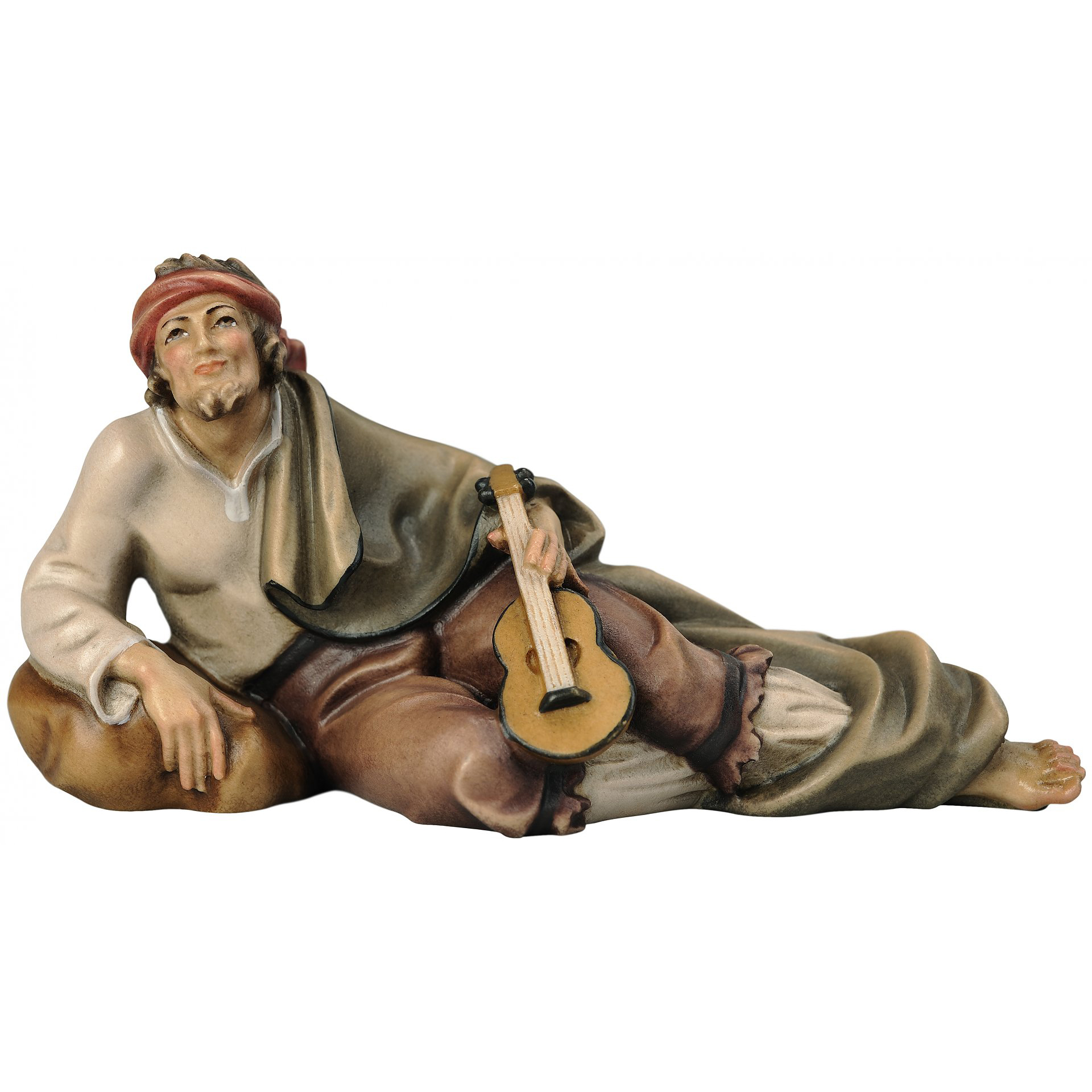 Liegender Musiker Bethlehem Krippe coloriert Liegender Musiker Bethlehem Krippe Zusatzfigur