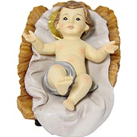 Kleines Jesuskind liegend in Barren