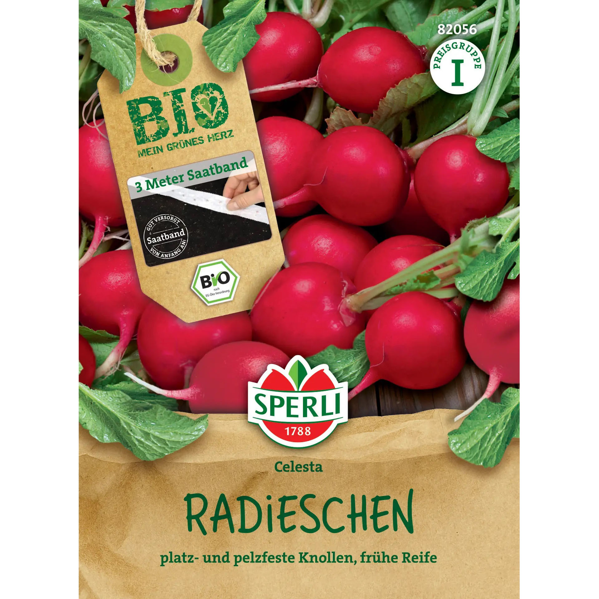 BIO Radieschen 'Celesta', Saatband Gemüsesamen Essen, Produzieren, Pflanze, Rettich, Gemüse