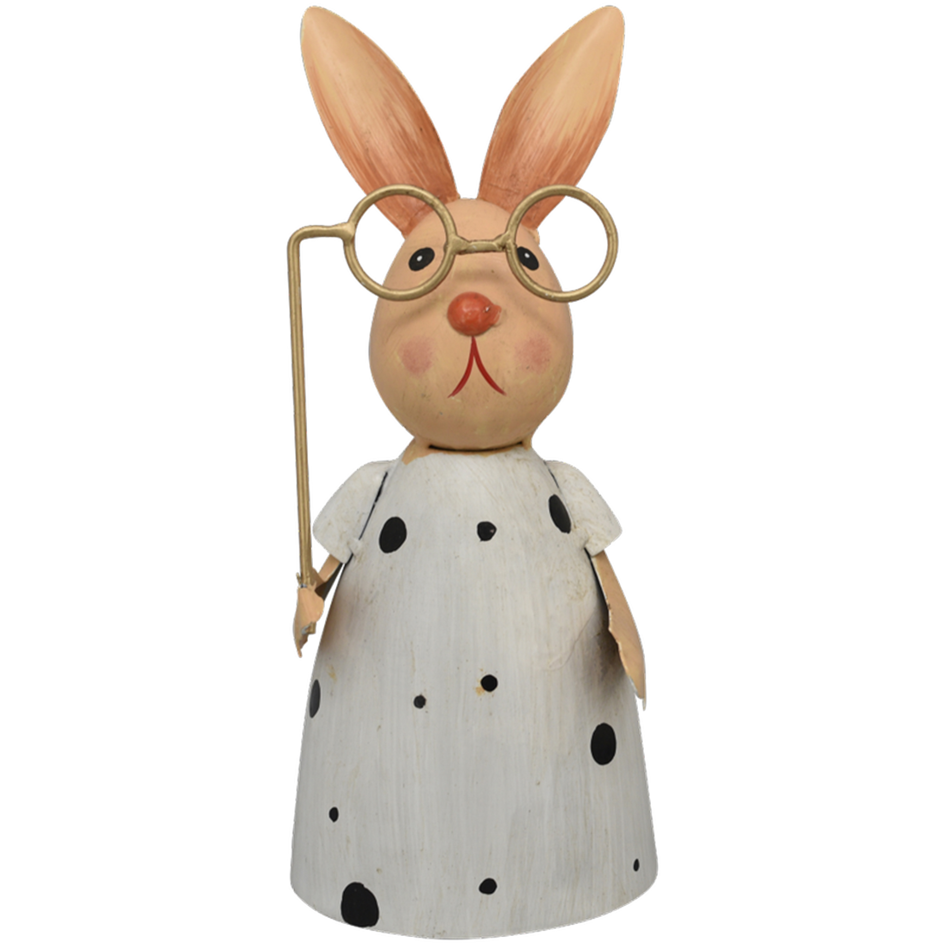 Zaunhocker Hase weiß/schwarz gepunktet mit Brille Pfostenhocker  Staketenzaun Gartenzaun Gartendeko