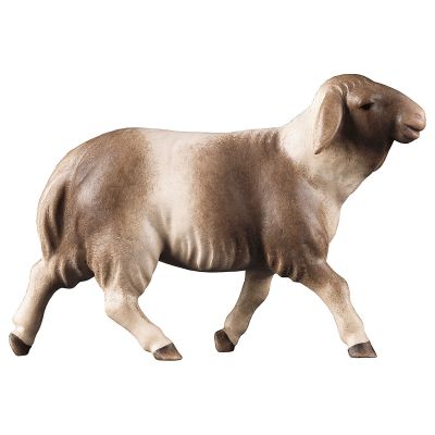 Holzfigur Schaf braun gefleckt laufend