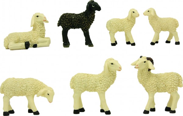 Landschafe mit Widder und Lamm 7-tlg Landschafe mit Widder und Lamm 7-tlg