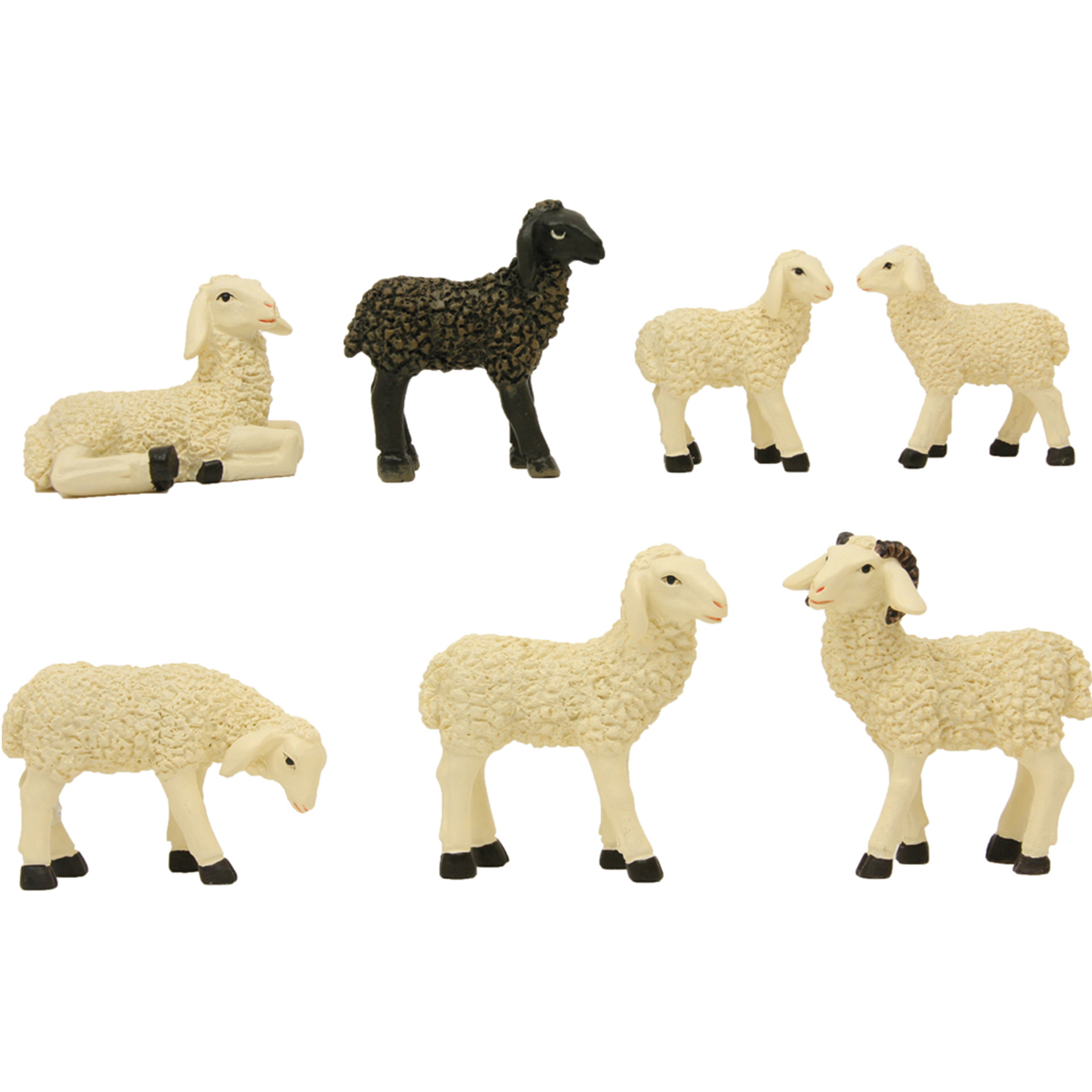Landschafe mit Widder und Lamm 7-tlg, Spielzeug, Tier, Vieh, Säugetier, Schaf