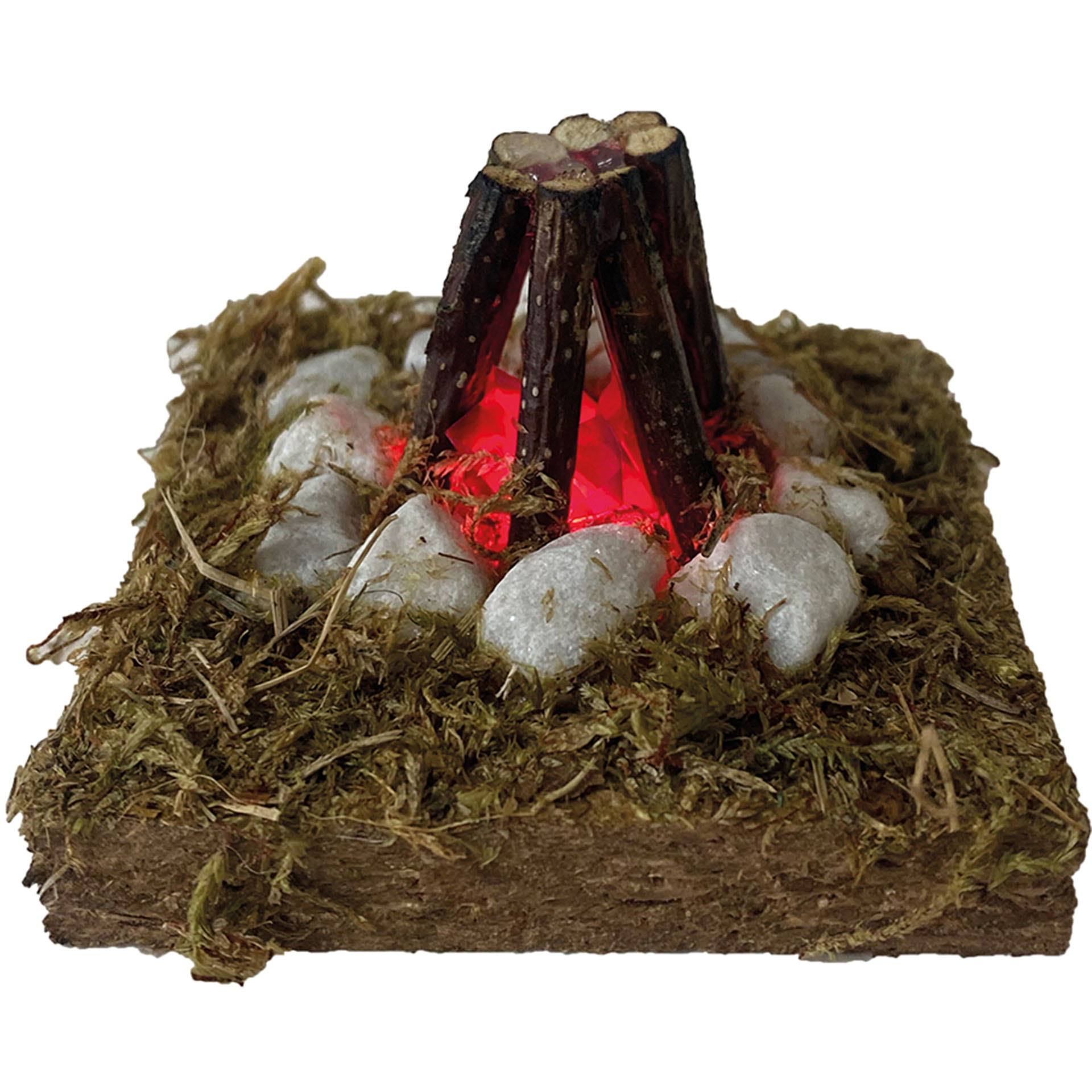 Lagerfeuer mit Steinen, Flacker-LED mit Batterie