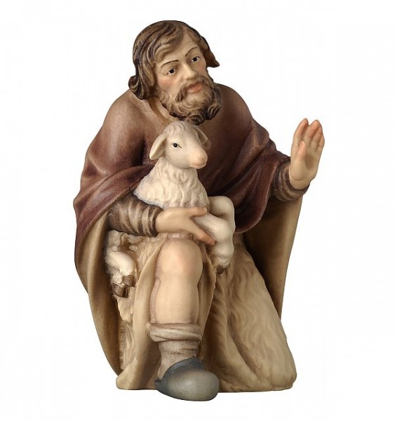 Krippenfigur Hirte kniend mit Schaf Bethlehem Krippe color