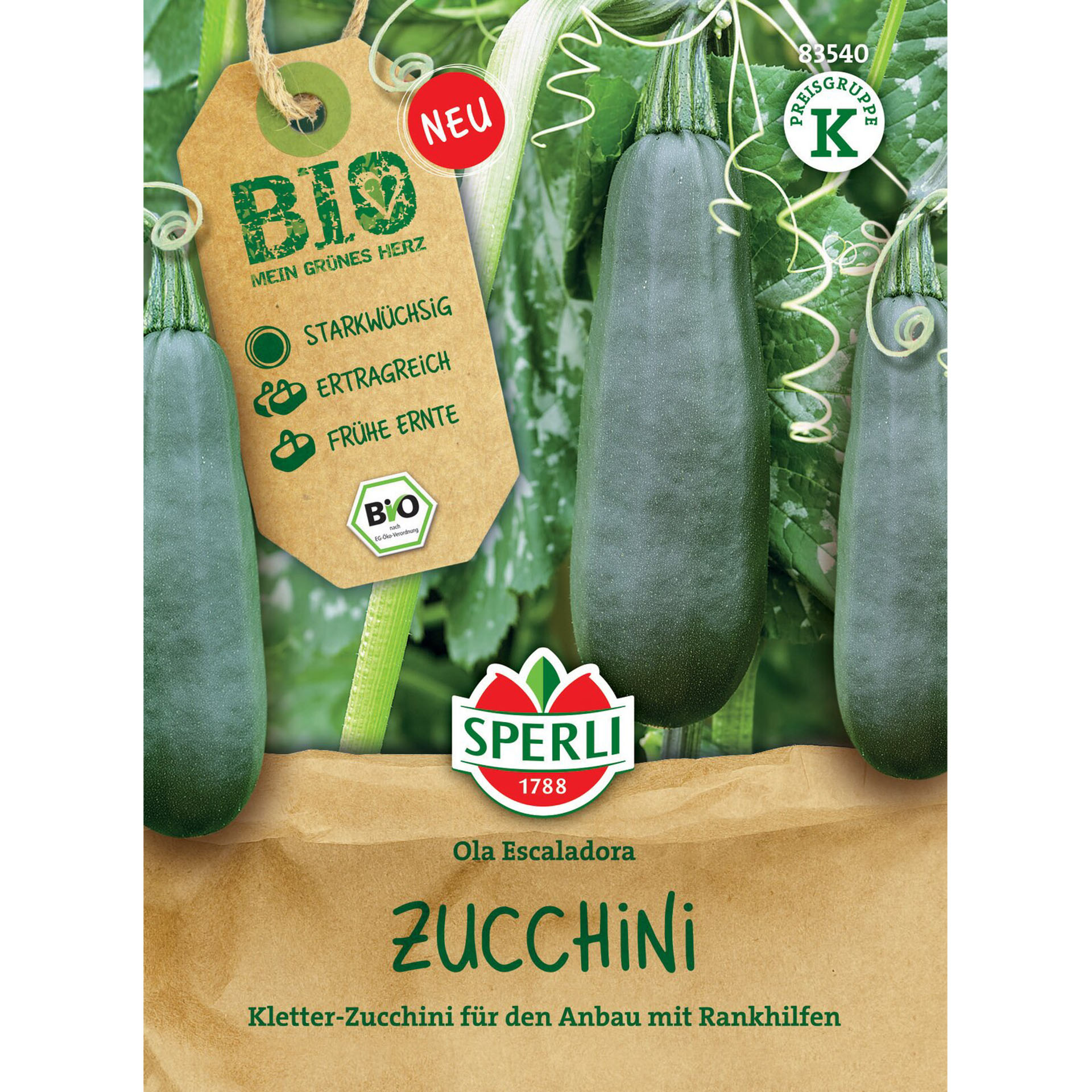 BIO Kletterzucchini 'Ola Escaladora', Gemüsesamen Essen, Produzieren, Gurke, Gemüse, Squash
