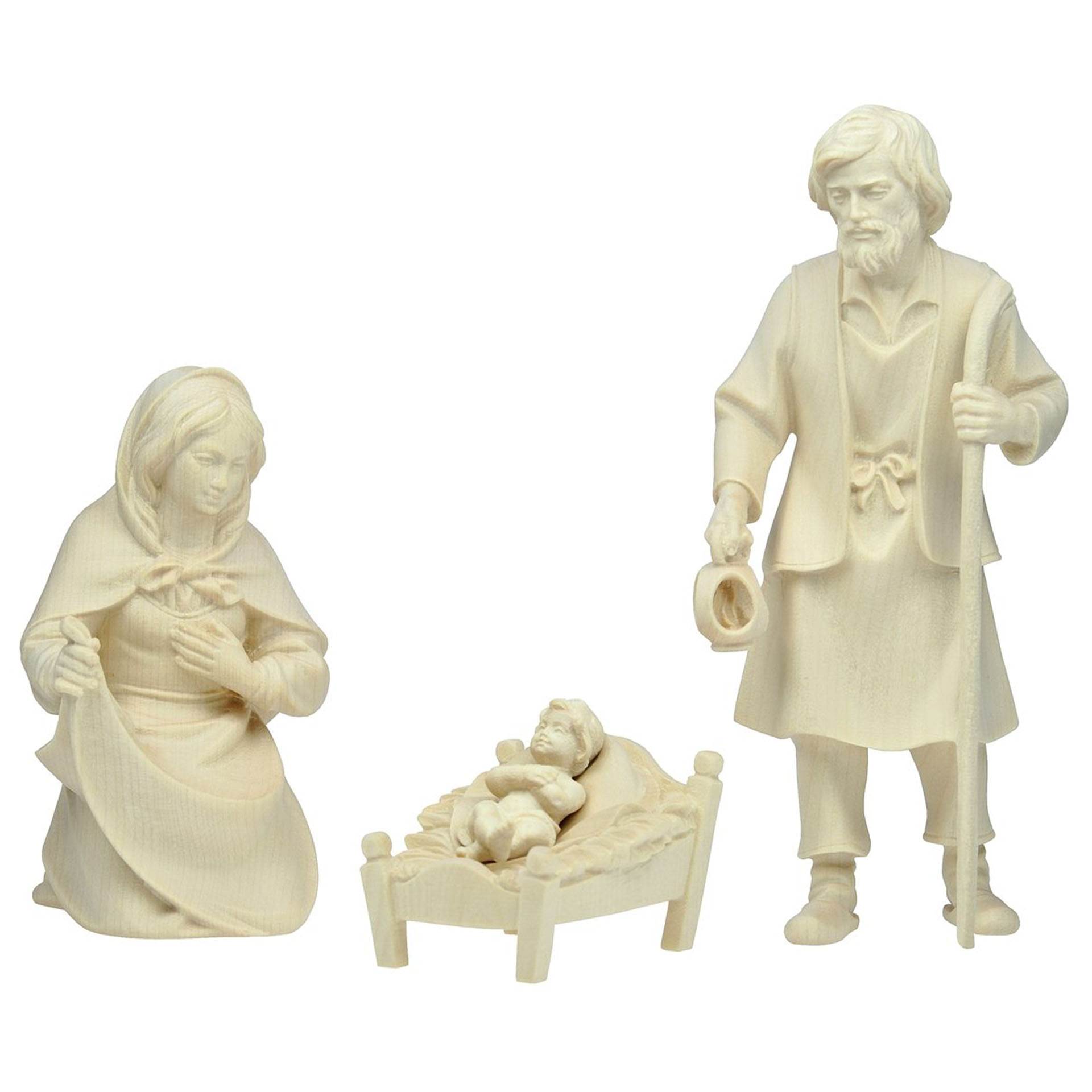 Hl. Familie Hirten Krippe 4-tlg. natur Hl. Familie Hirten Krippe 4-tlg. natur