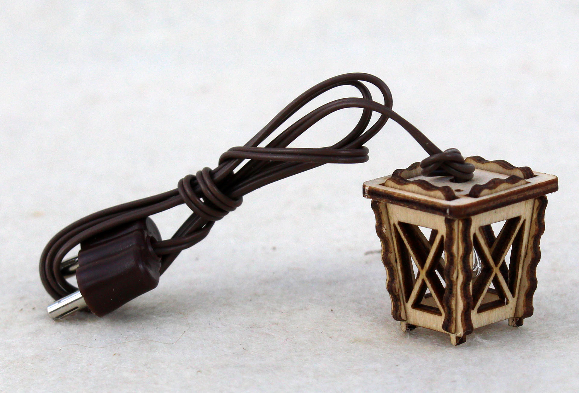 Holzlaterne mini weiß für Krippenbau