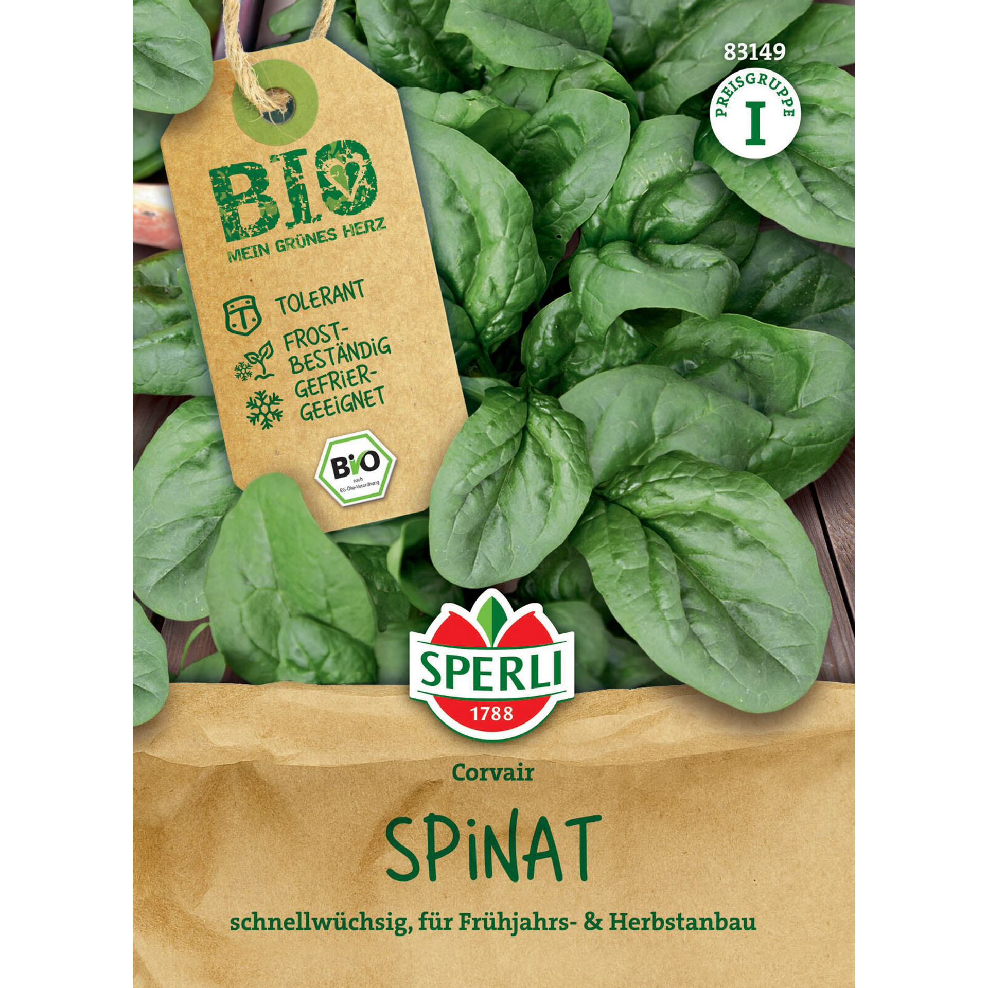 BIO Spinat 'Corvair' F1, Gemüsesamen Essen, Grünes Blattgemüse, Pflanze, Produzieren, Spinat