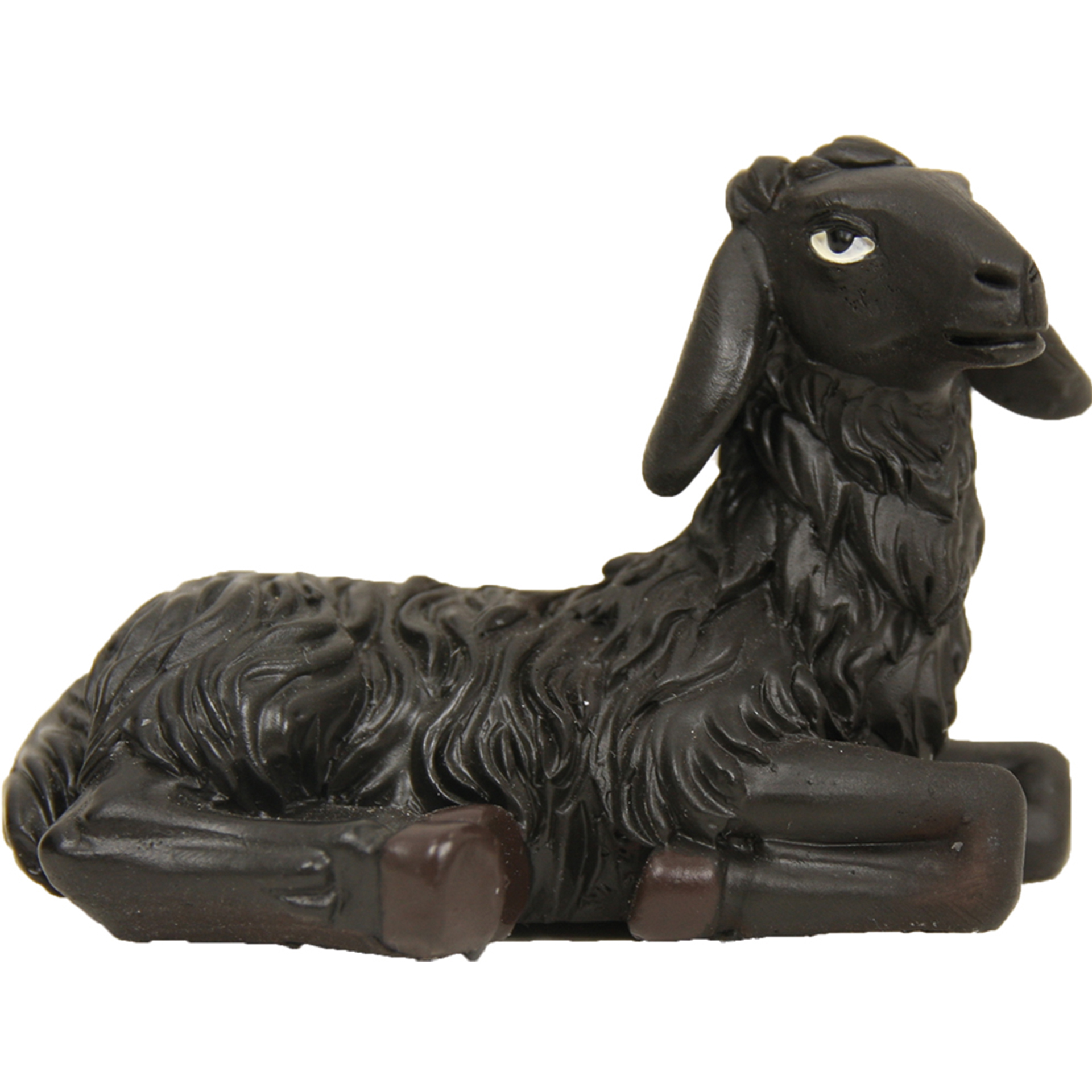 Schaf schwarz liegend Krippenfigur Tierfigur
