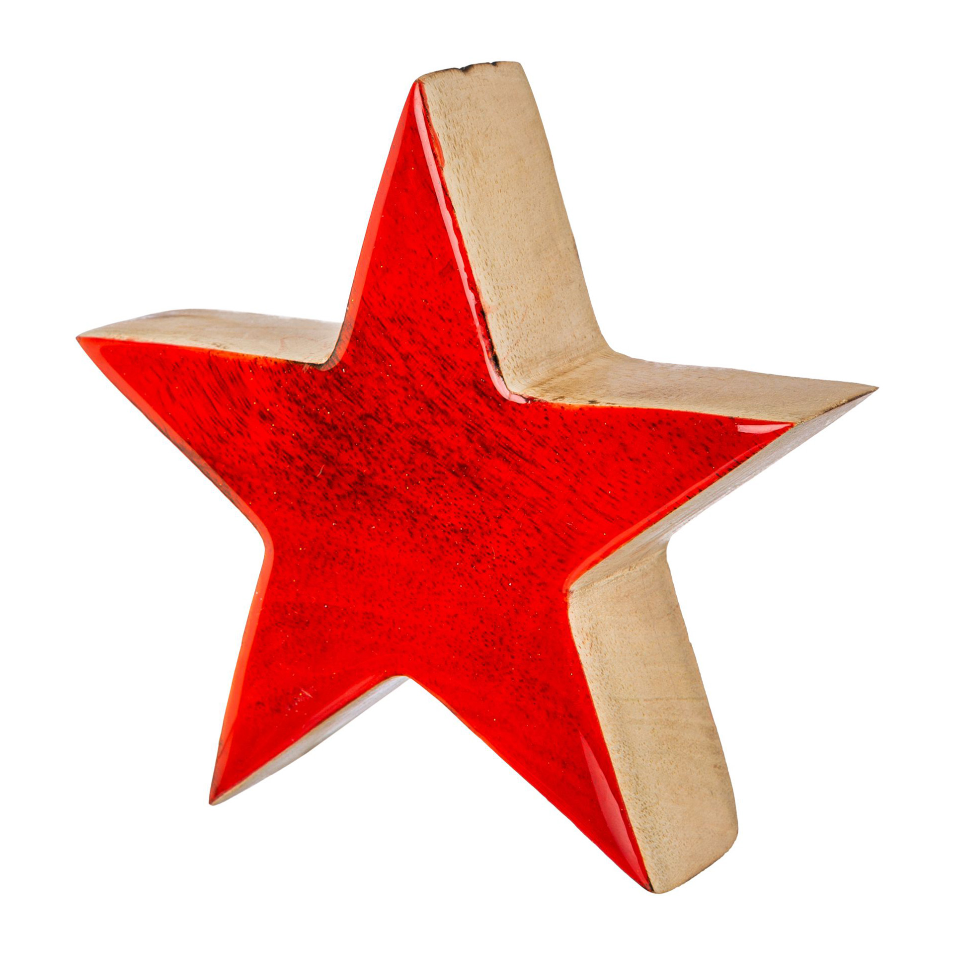 Holzstern mit Enamel Glitterfinish rot Holzstern mit Enamel Glitterfinish rot