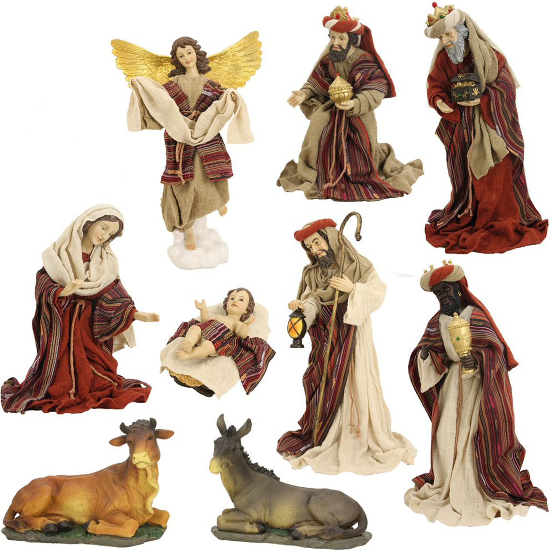 Weihnachtsfiguren, Krippe, Pastellfiguren, Engel, Kamel-/Weidefigur
