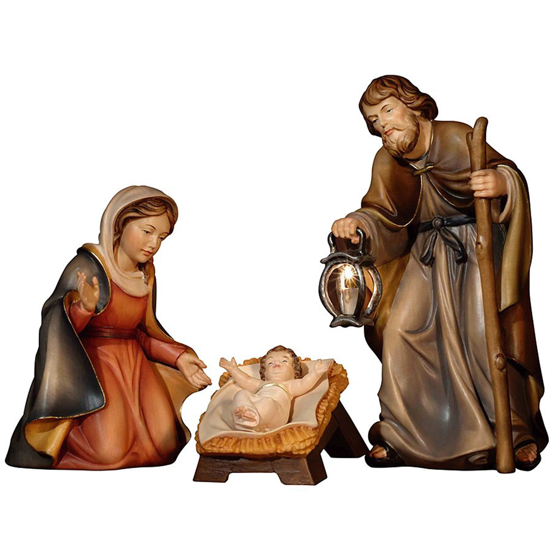 Hl. Familie mit Beleuchtung Bethlehem Krippe Krippenfigur