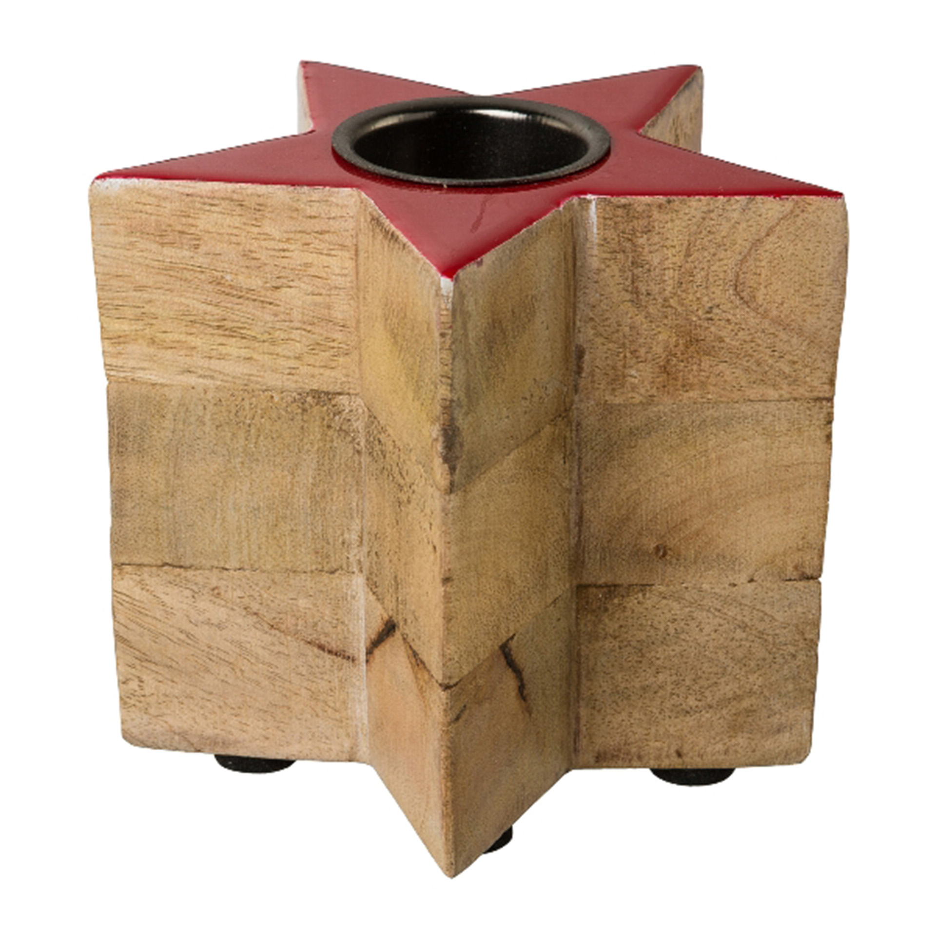 Holzstern Kerzenhalter rot 10x12cm Holzstern Kerzenhalter rot 10x12cm