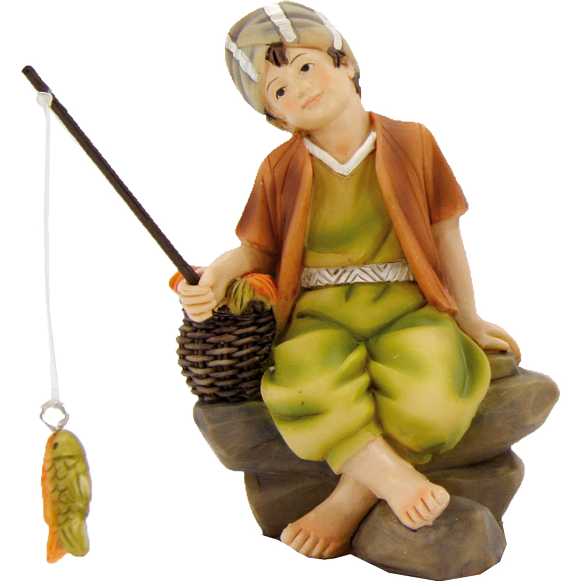 Krippenfigur Junge mit Holzstücken 9,2 cm h Zusatzfigur Krippen Figur Polyresin 