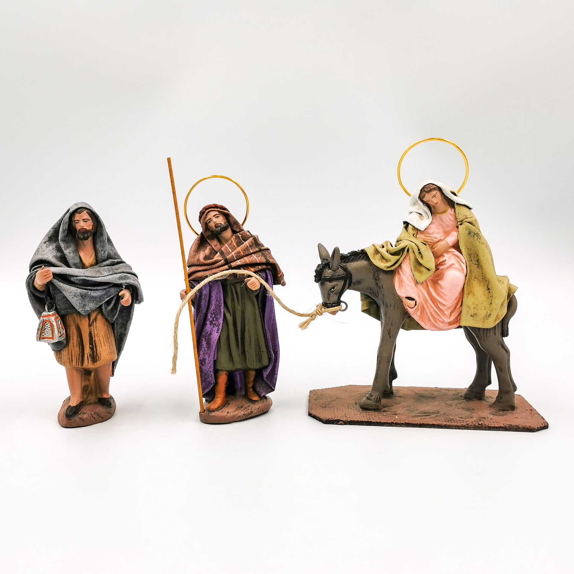 Herbergssuche mit Maria auf Esel, Josef und Hirte