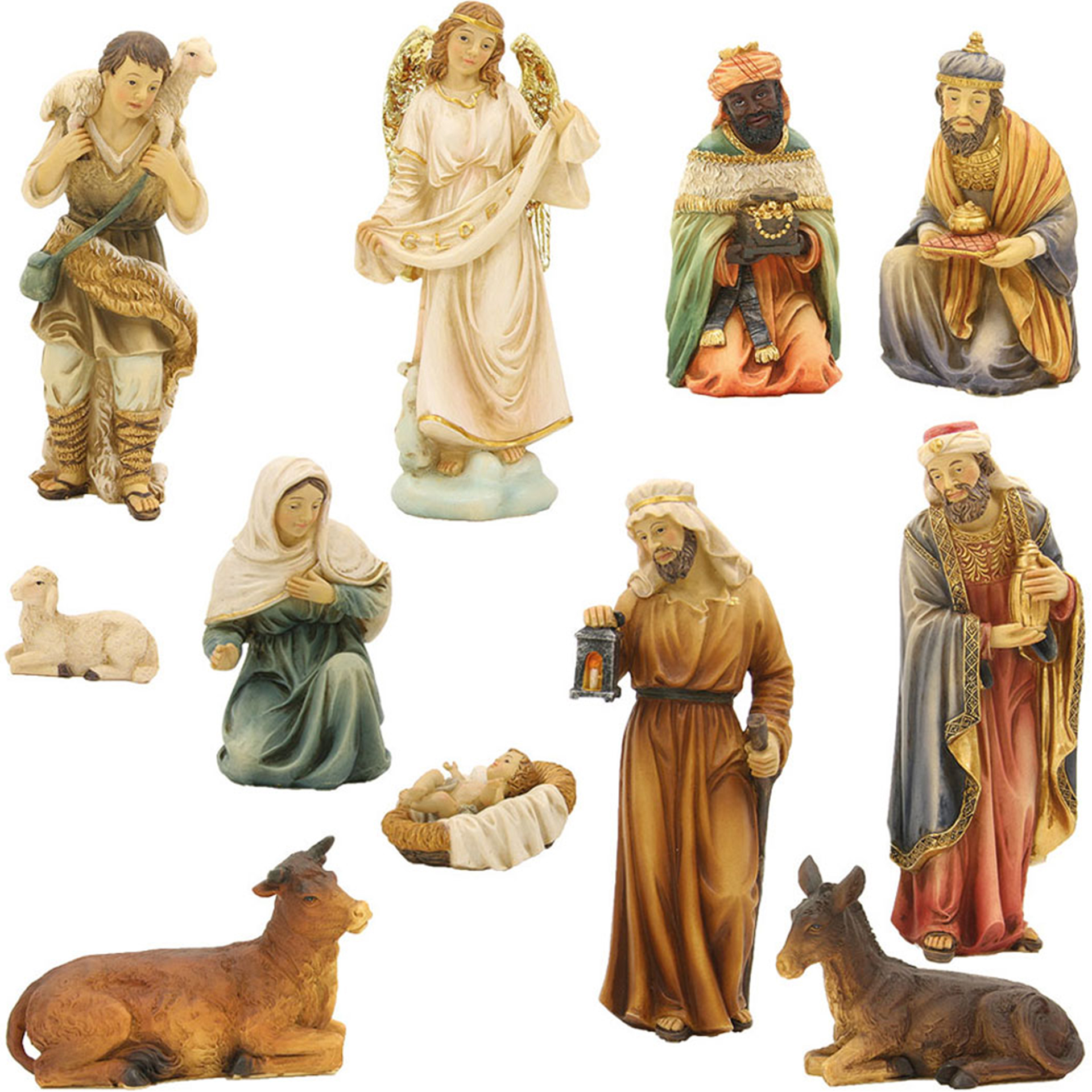Orientalische Krippenfiguren, Maria, Josef, Jesuskind, Engel, Hl. Drei Könige, Tiere