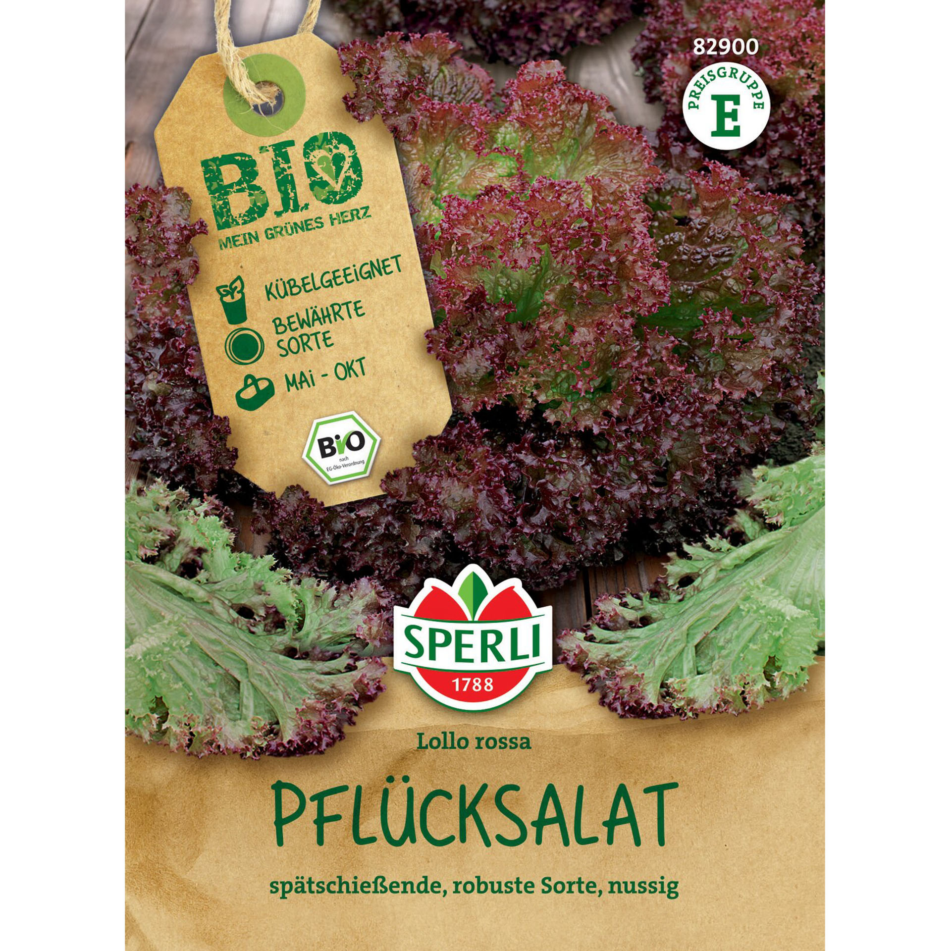 BIO Pflücksalat rot 'Lollo rossa', Gemüsesamen Essen, Grünkohl, Pflanze, Produzieren, Kopfsalat