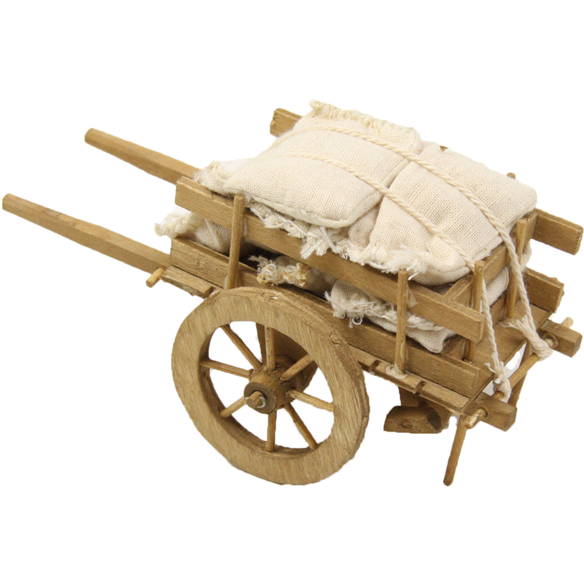 Leiterwagen mit Mehlsäcken Leiterwagen mit Mehlsäcken, Länge 16cm