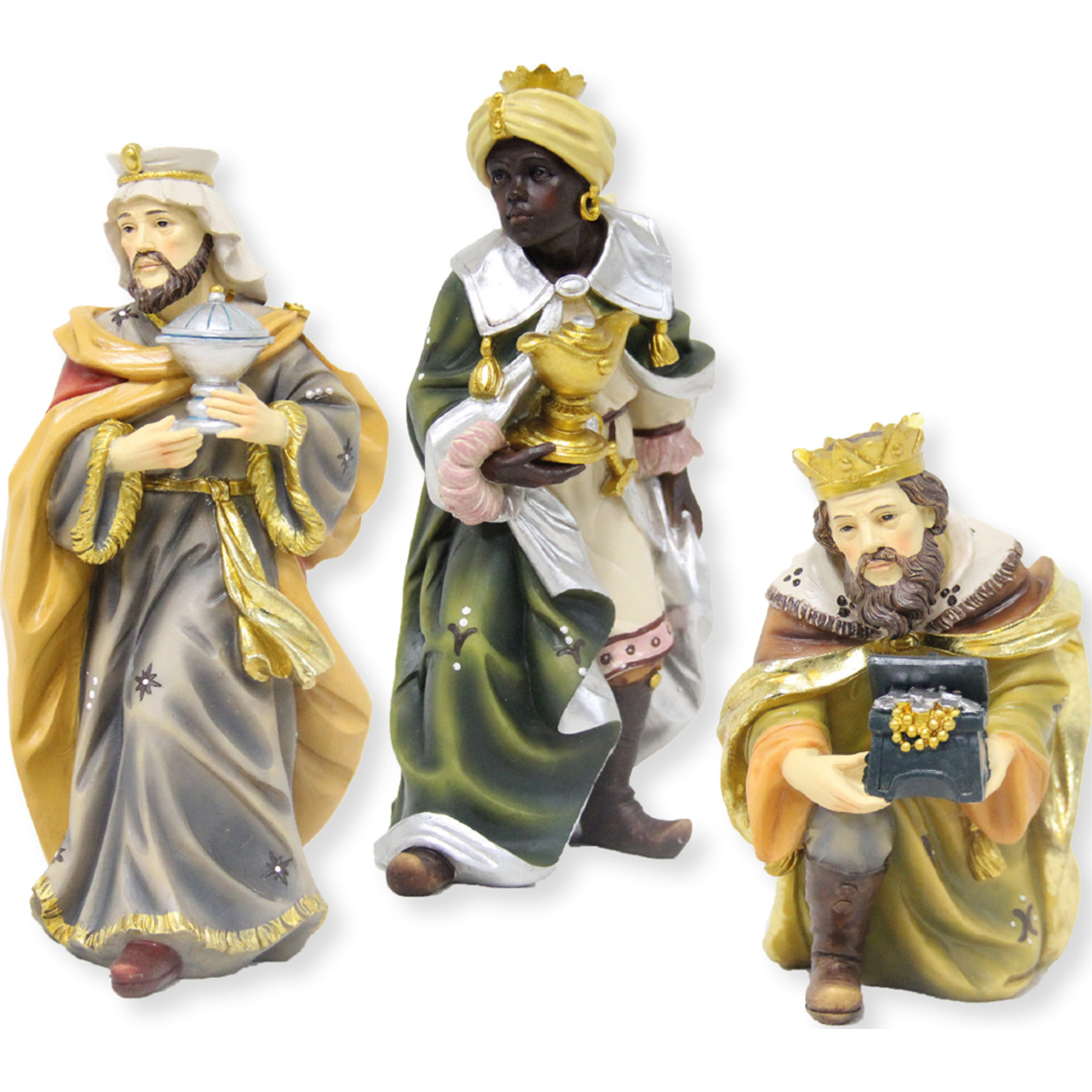 Polyresin Zu 15 cm Figuren. drei Könige handbemalt Krippenfiguren Hlg 