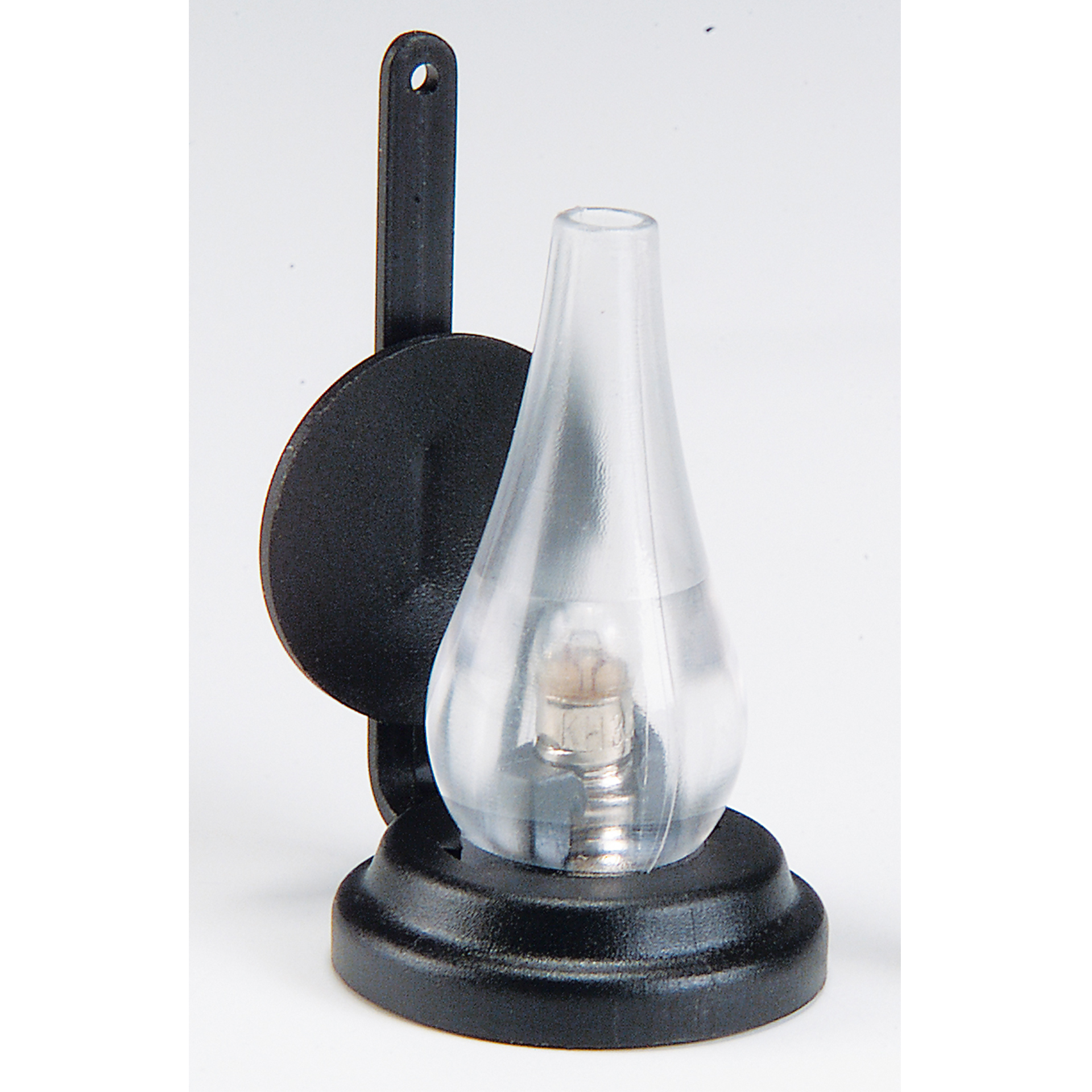 Petroleumlampe schwarz mit Halterung LED Licht Krippenzubehör Wichtelzubehör