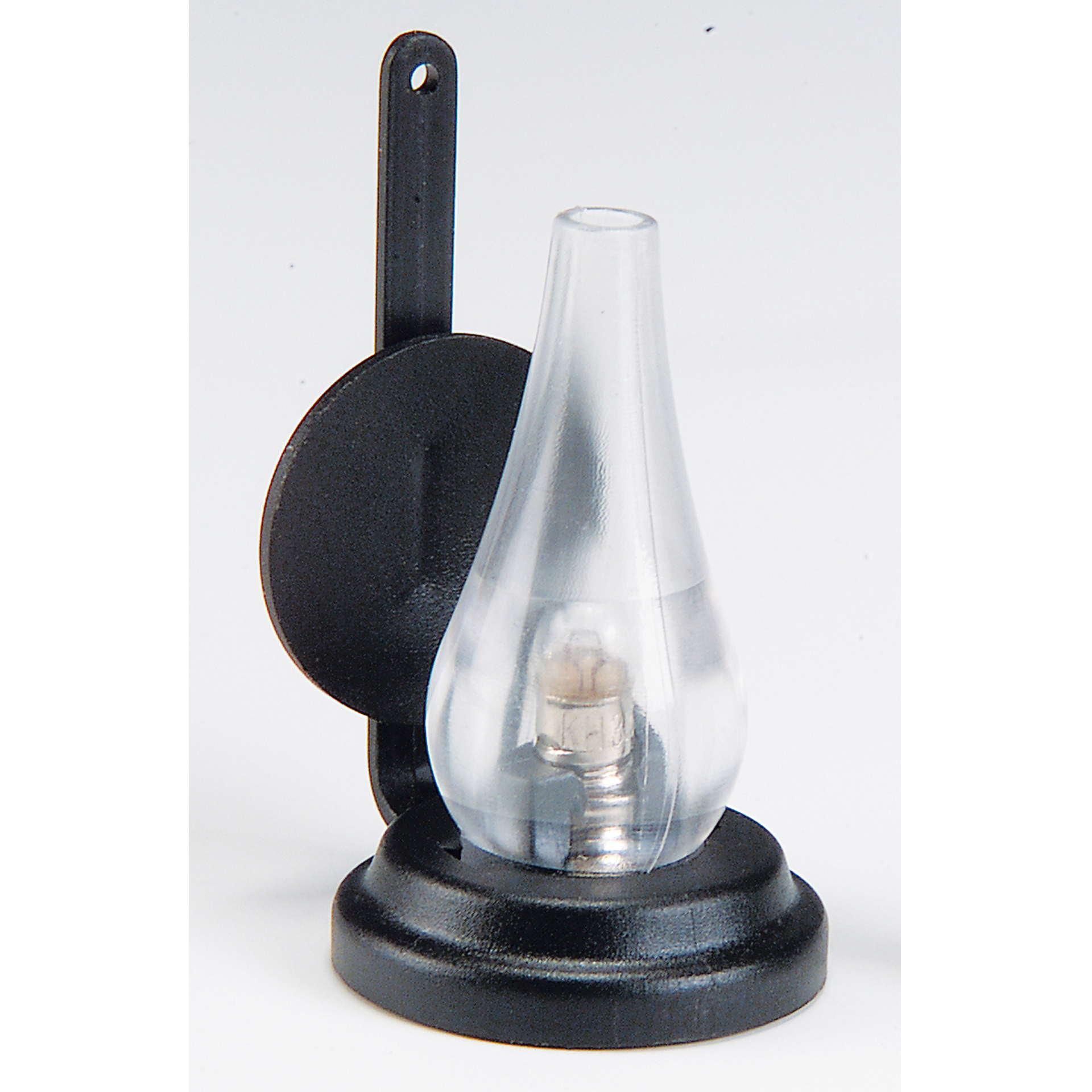 Petroleumlampe schwarz mit Halterung LED Licht Petroleumlampe schwarz mit Halterung LED Licht Krippenzubehör Wichtelzubehör