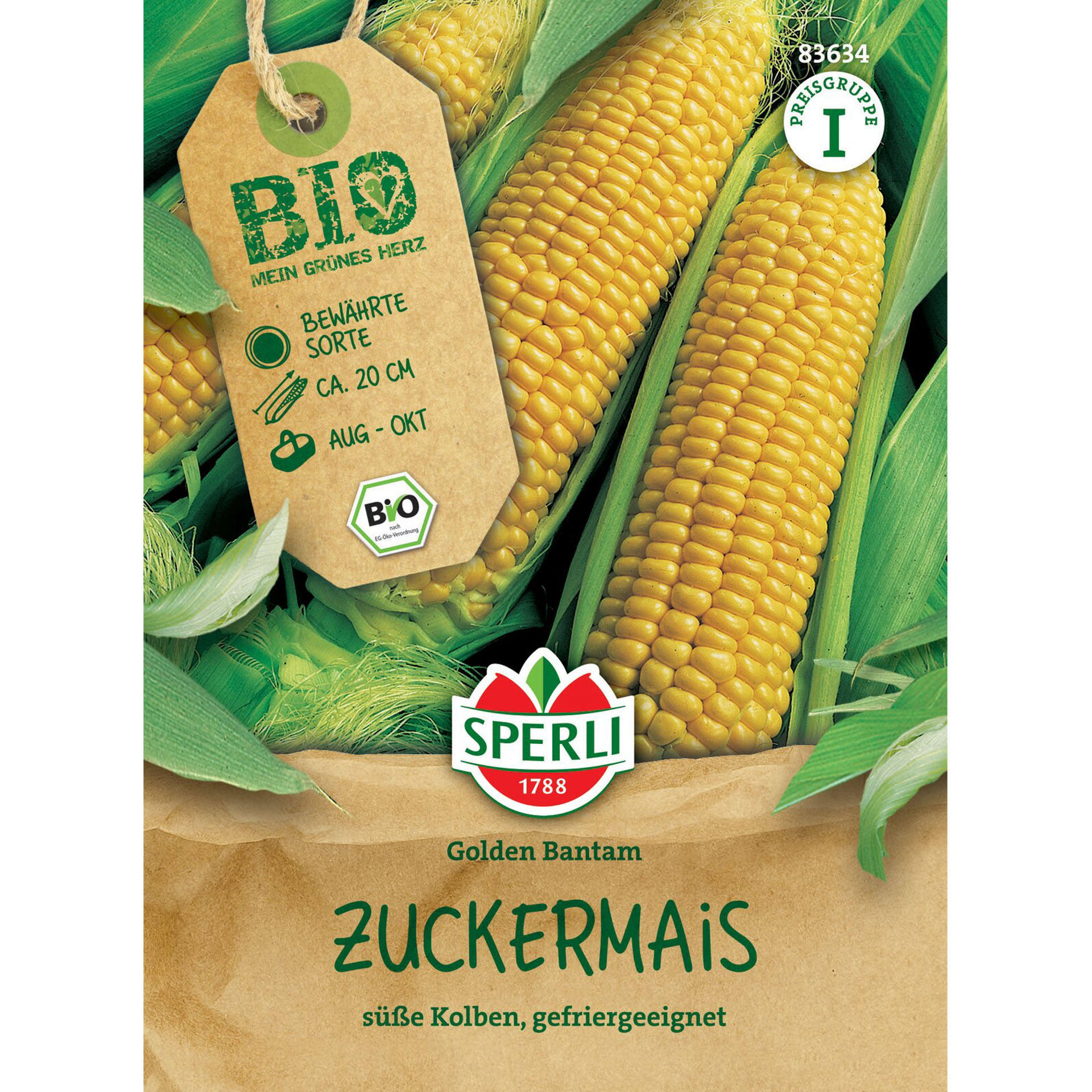 BIO Zuckermais 'Golden Bantam', Gemüsesamen Essen, Produzieren, Mais, Getreide, Pflanze