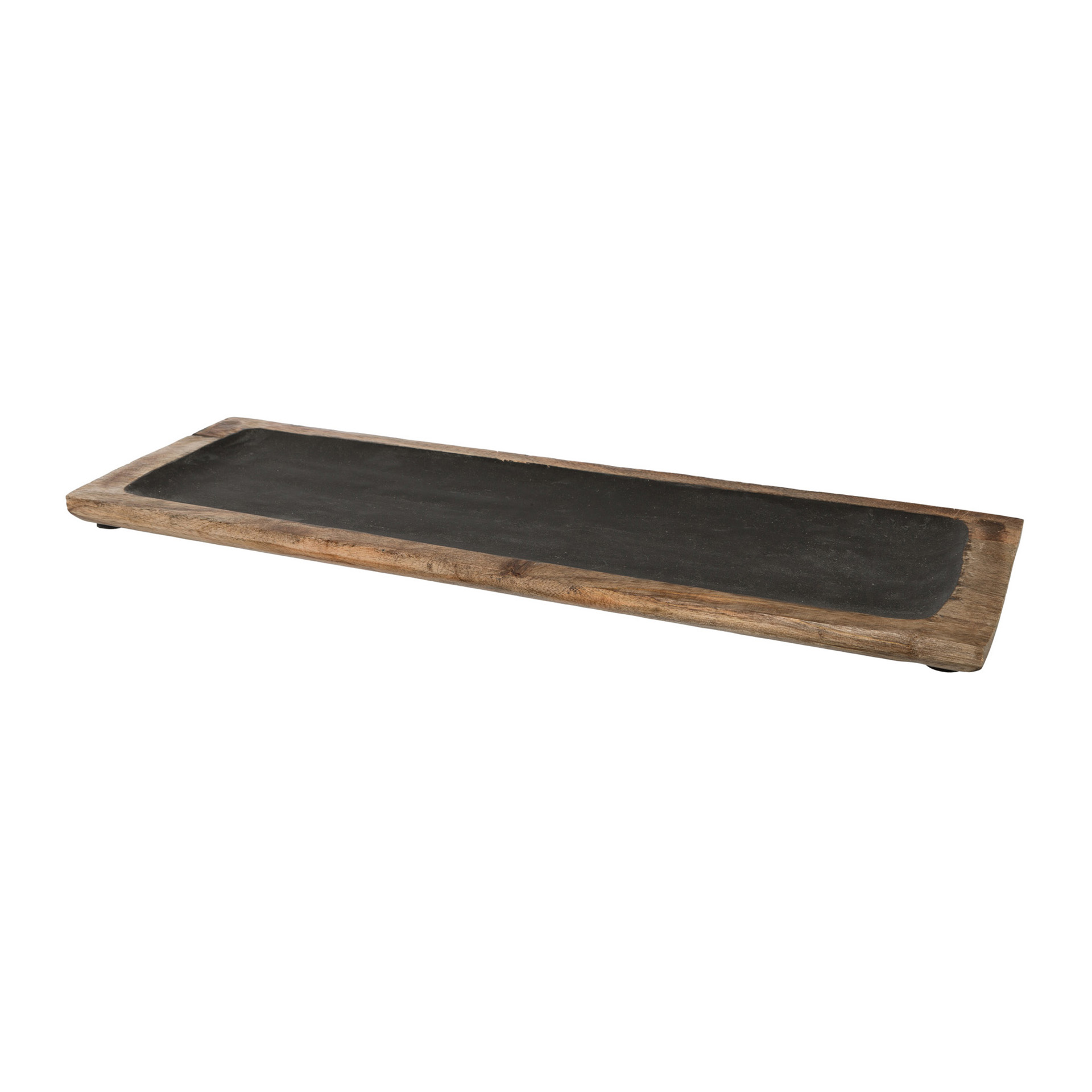 Holztablett Zement 48cm Deko
