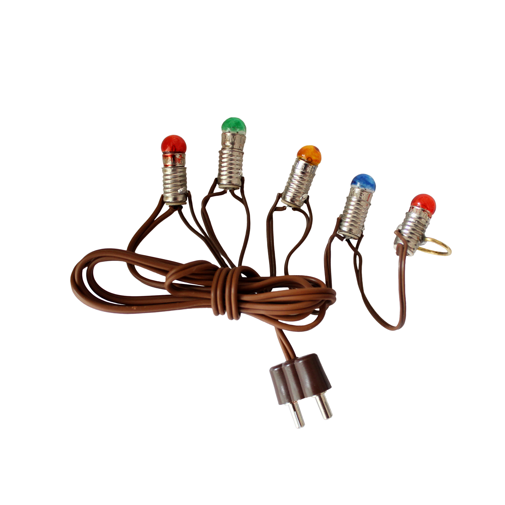 Miniatur Lichterkette mit 5 LED Birnchen, Kabel braun